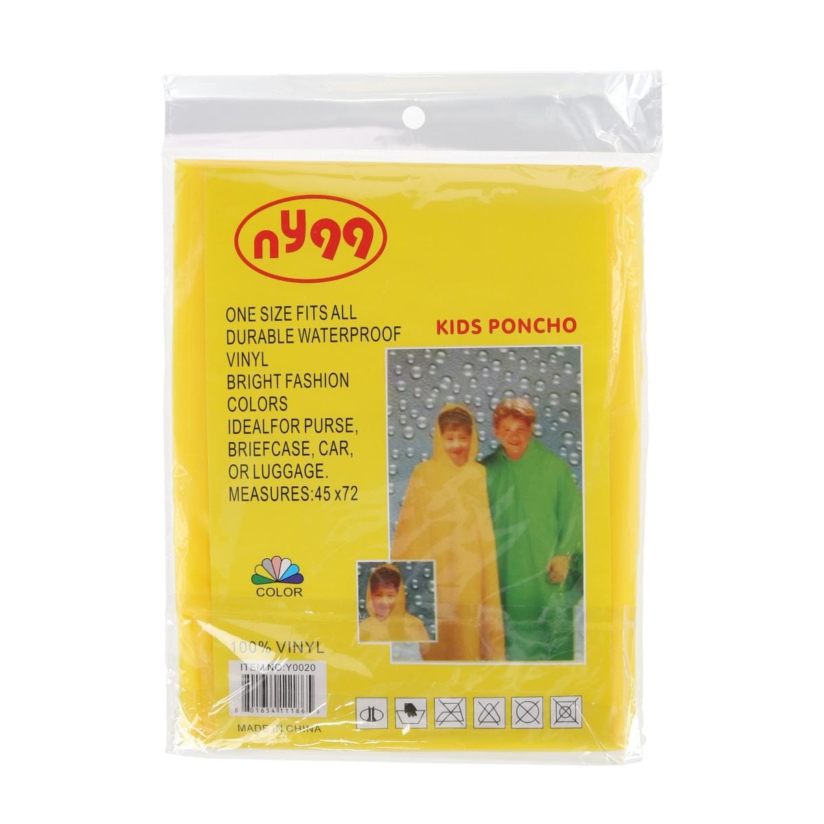 CTM® Kids' Vinyl One Size Fits Most Waterproof Rain Poncho - Yellow