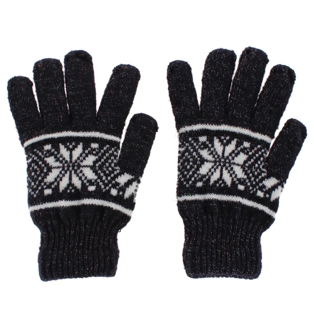 CTM® Men's Snowflake Pattern Knit Winter Gloves - Black