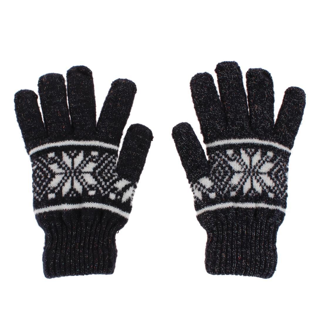 CTM® Men's Snowflake Pattern Knit Winter Gloves - Black