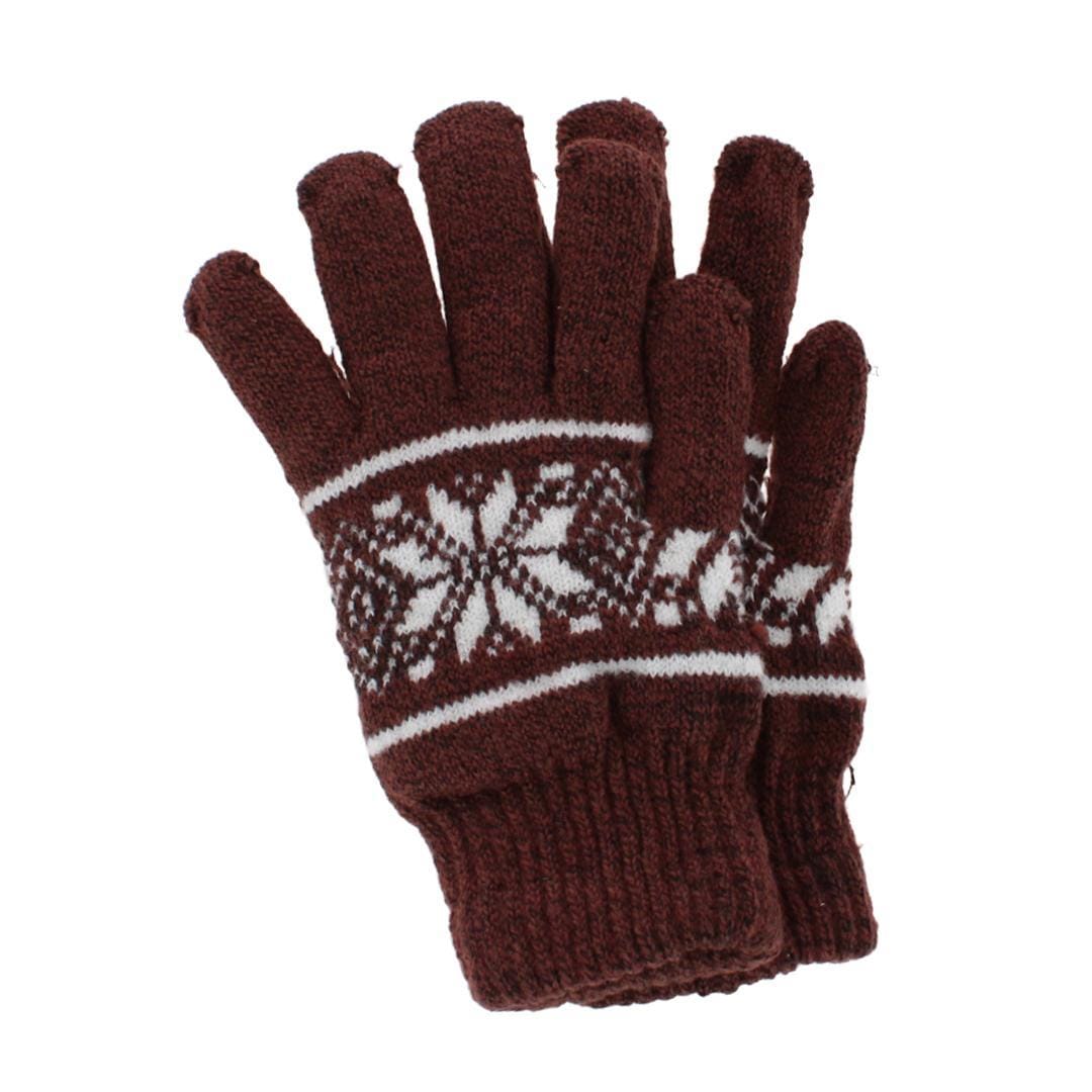 CTM® Men's Snowflake Pattern Knit Winter Gloves - Brown