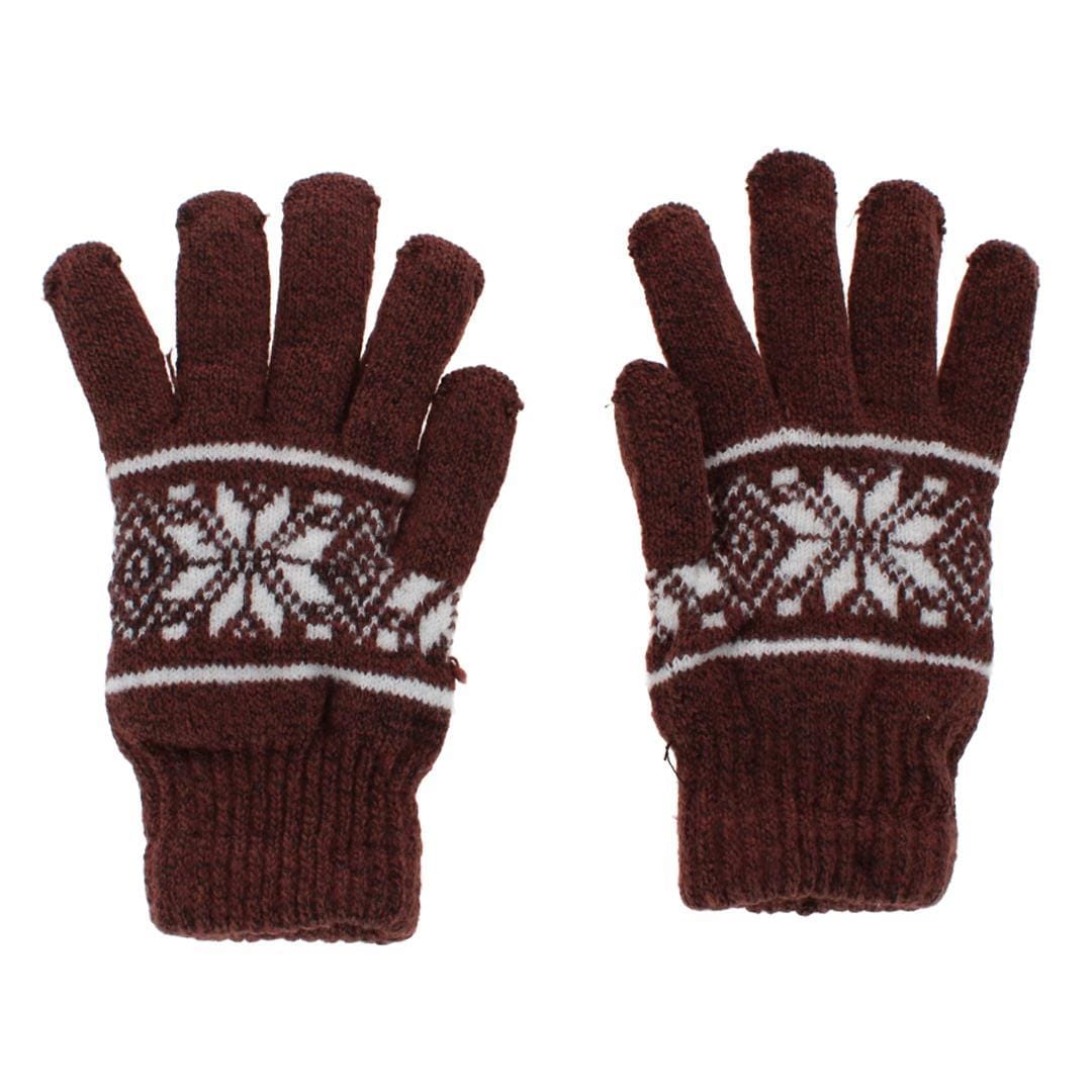 CTM® Men's Snowflake Pattern Knit Winter Gloves - Brown