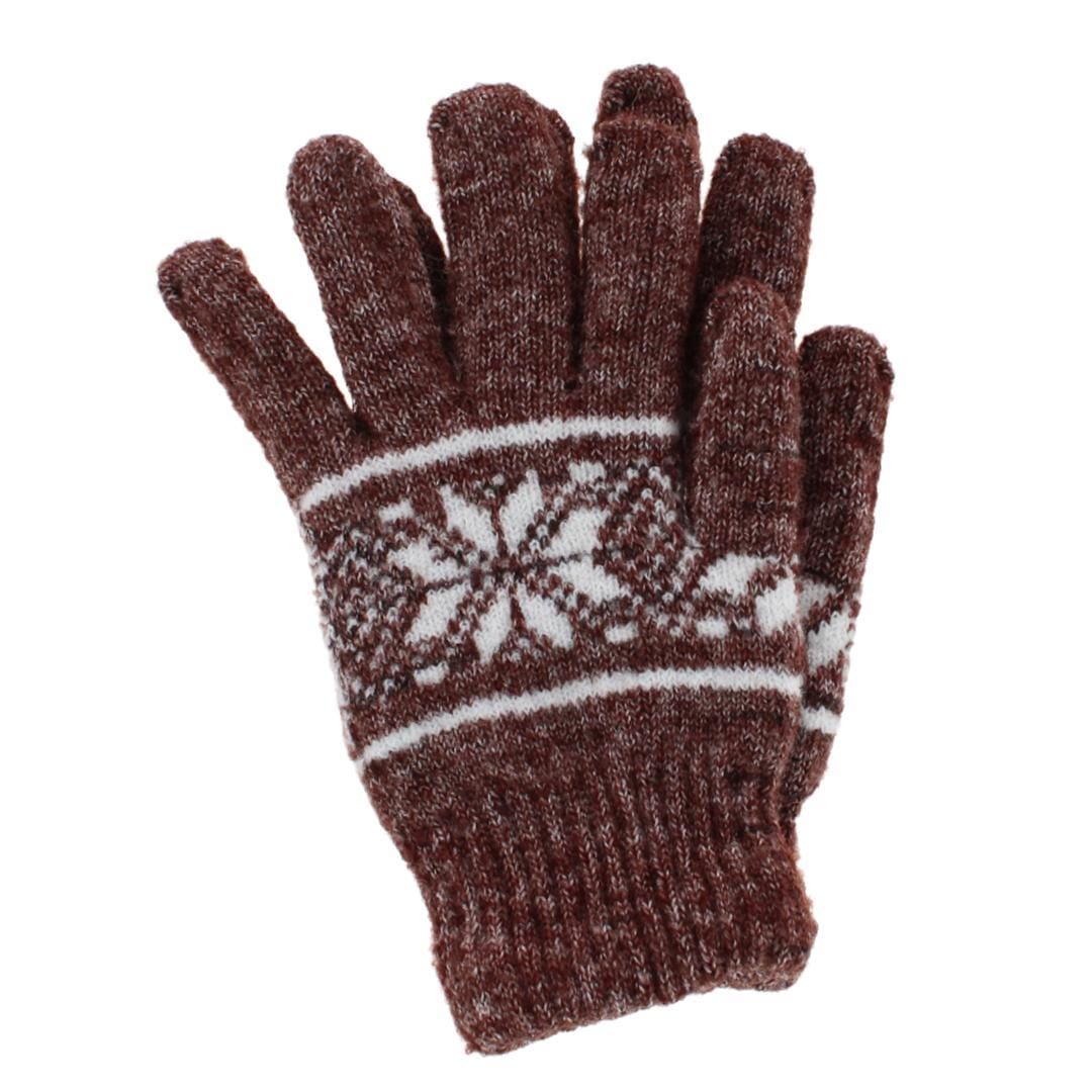 CTM® Men's Snowflake Pattern Knit Winter Gloves - Light Brown