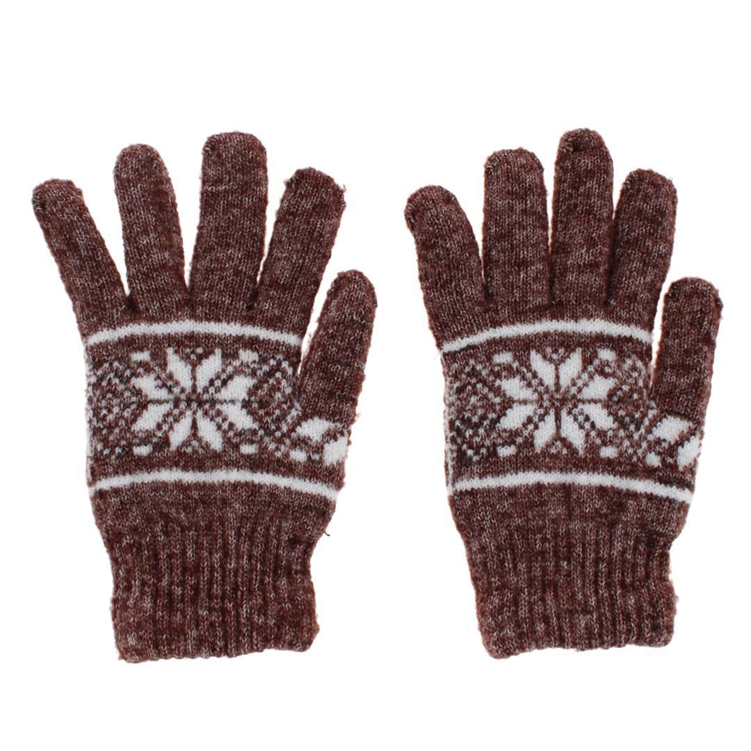 CTM® Men's Snowflake Pattern Knit Winter Gloves - Light Brown