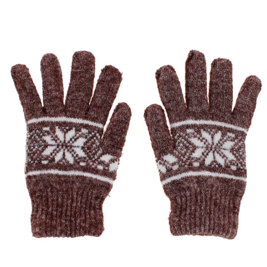 CTM® Men's Snowflake Pattern Knit Winter Gloves - Light Brown