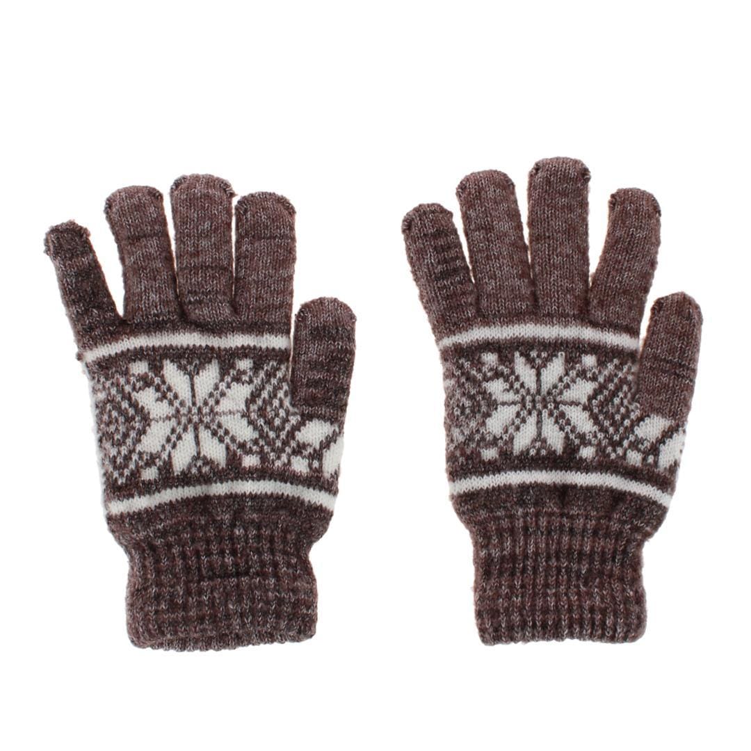CTM® Men's Snowflake Pattern Knit Winter Gloves - Light Gray