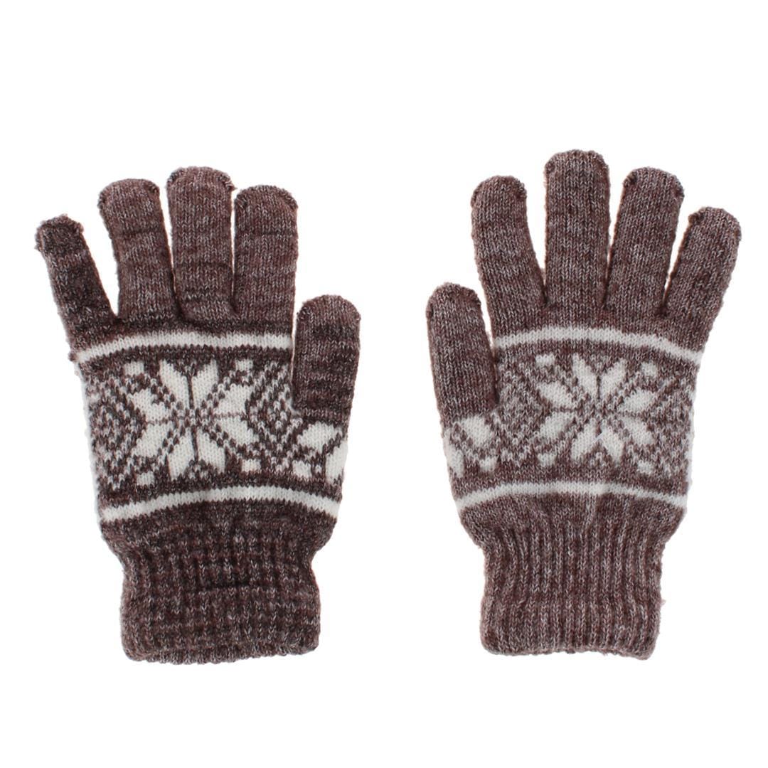 CTM® Men's Snowflake Pattern Knit Winter Gloves - Light Gray