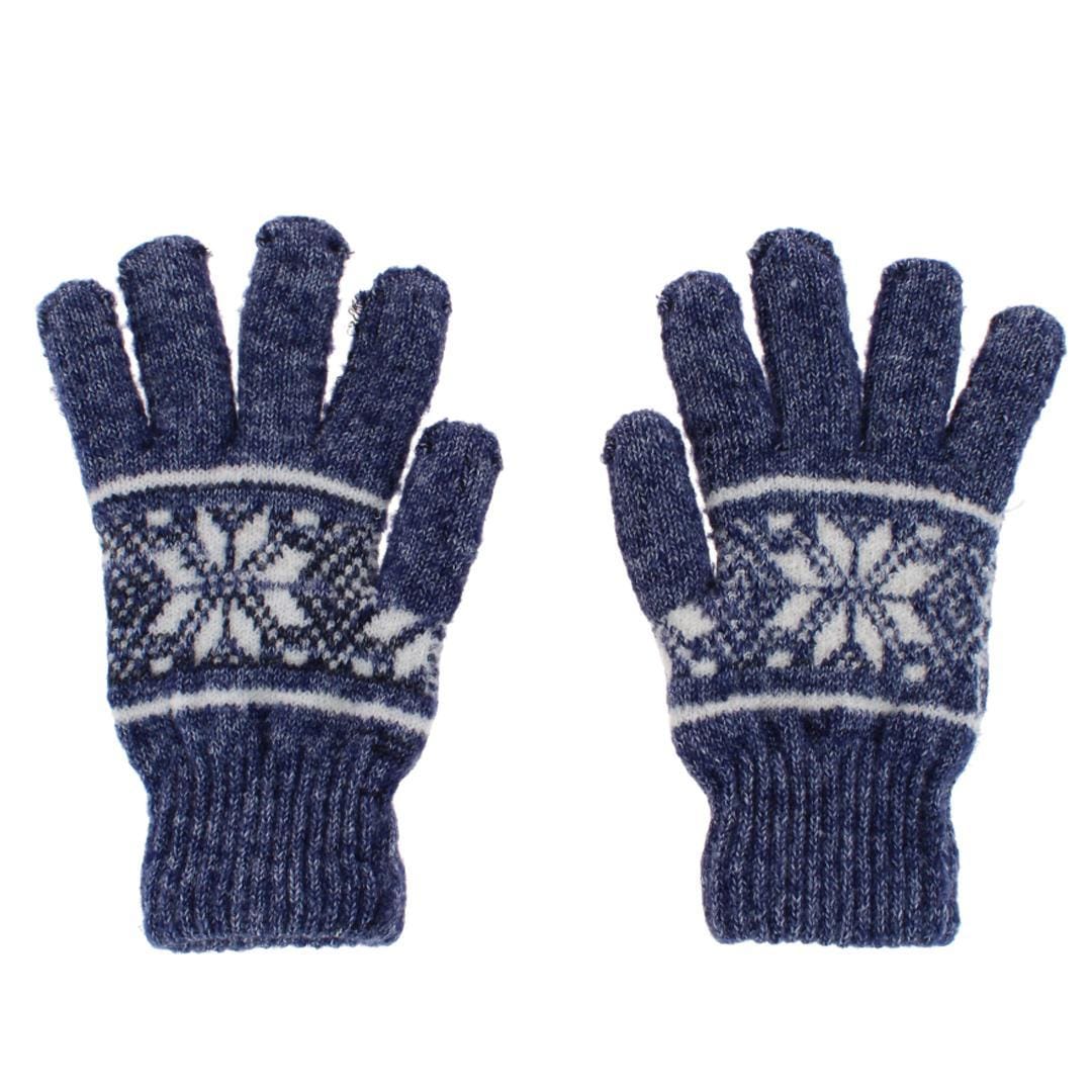 CTM® Men's Snowflake Pattern Knit Winter Gloves - Navy