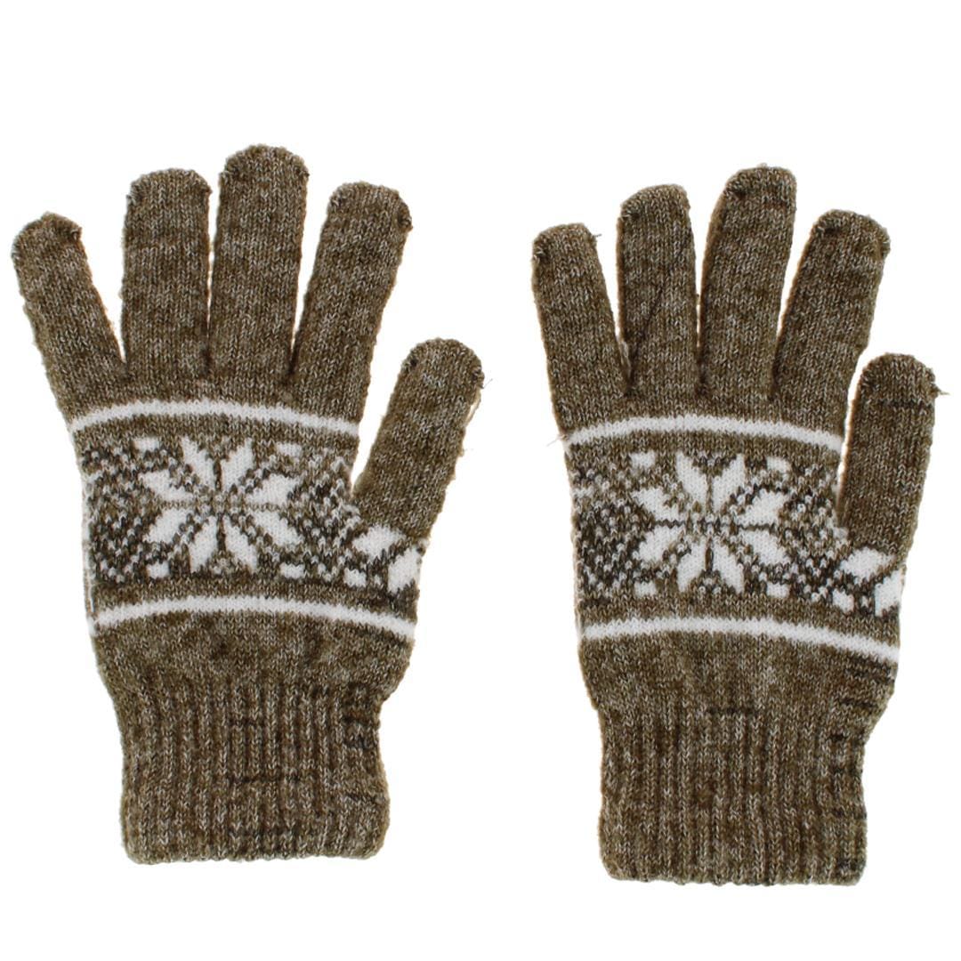 CTM® Men's Snowflake Pattern Knit Winter Gloves - Olive