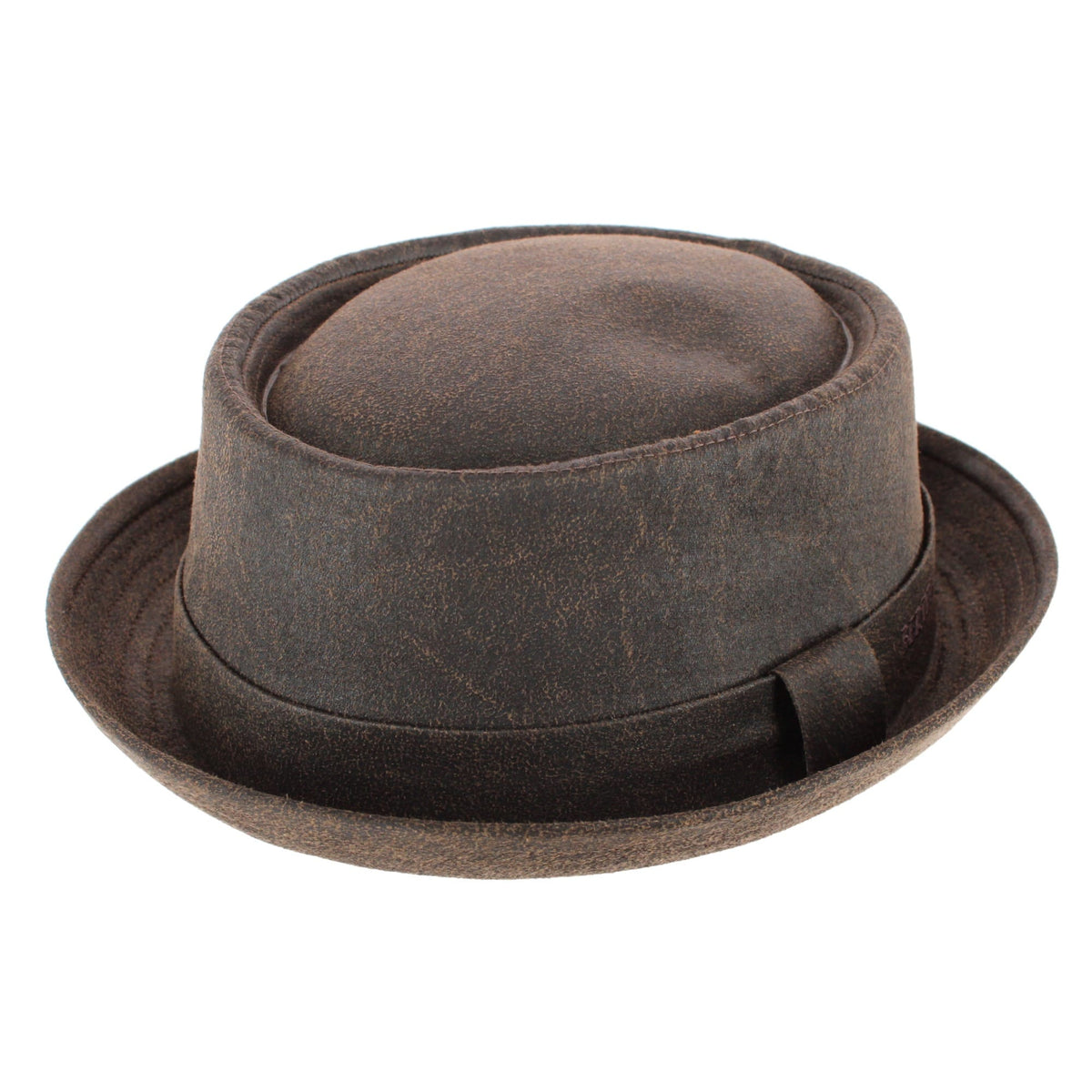 CTM® Men's Berteil Waxed Pork Pie Hat - Brown