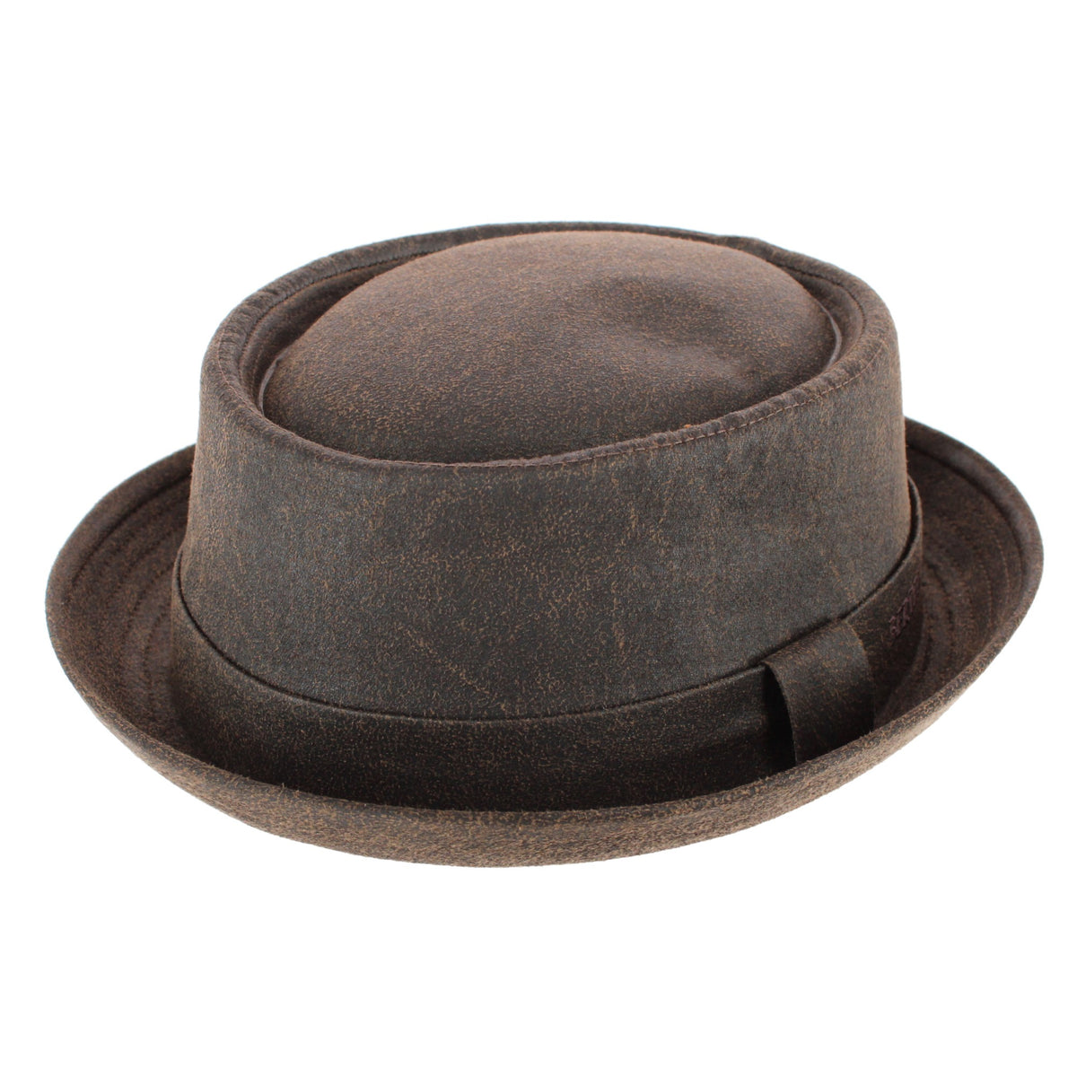 CTM® Men's Berteil Waxed Pork Pie Hat - Brown