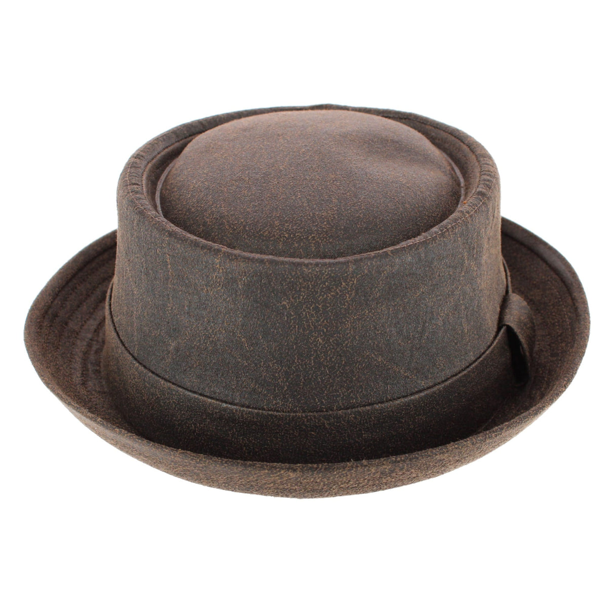 CTM® Men's Berteil Waxed Pork Pie Hat - Brown
