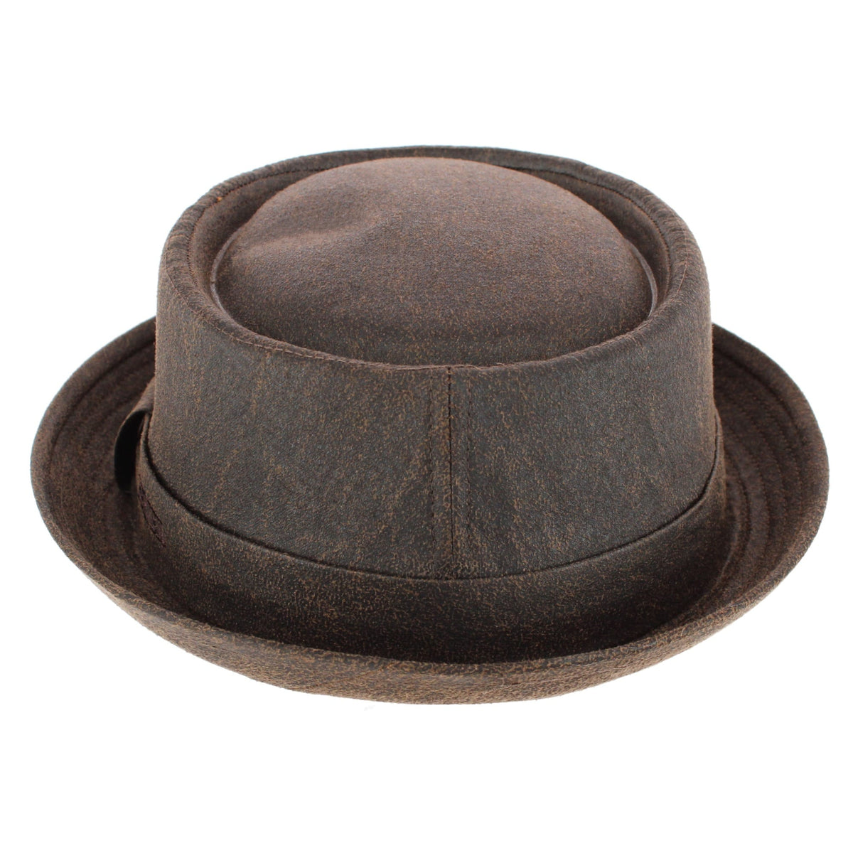 CTM® Men's Berteil Waxed Pork Pie Hat - Brown