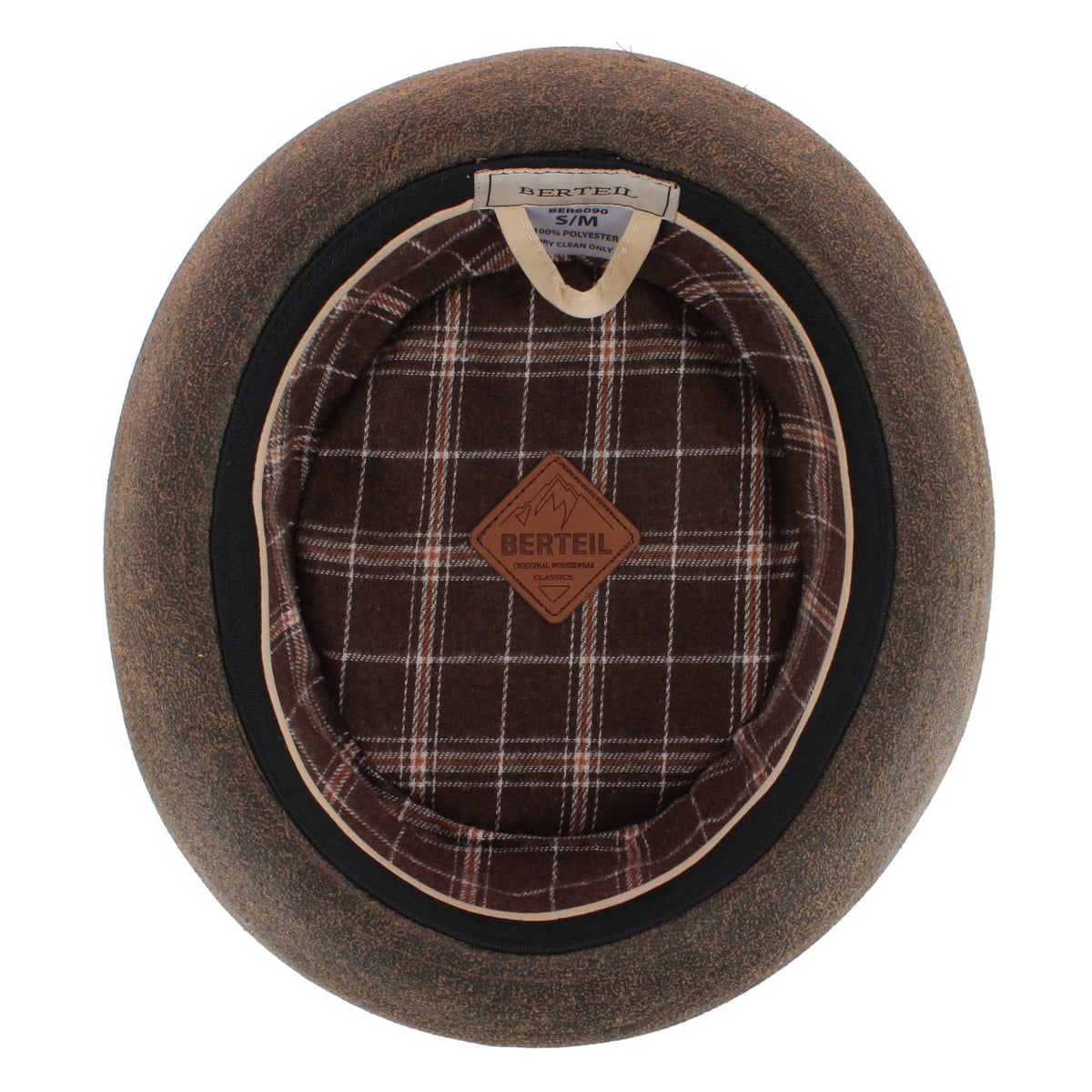 CTM® Men's Berteil Waxed Pork Pie Hat - Brown