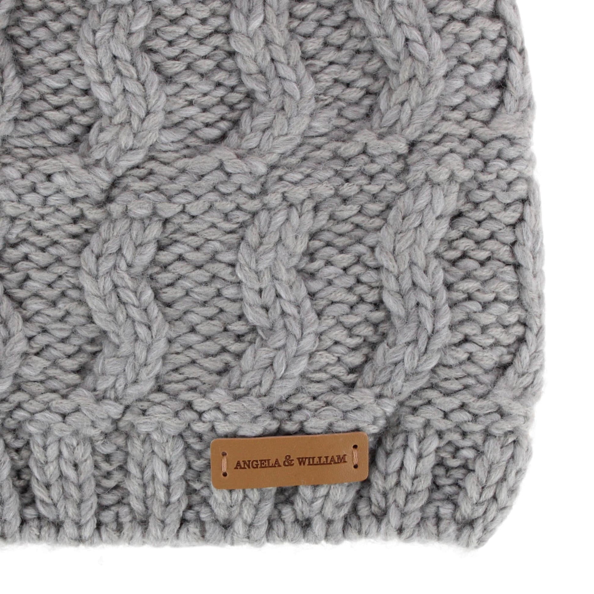 Angela & William Women's Wool Blend Sherpa Lined Winter Beanie with Pom - Grey