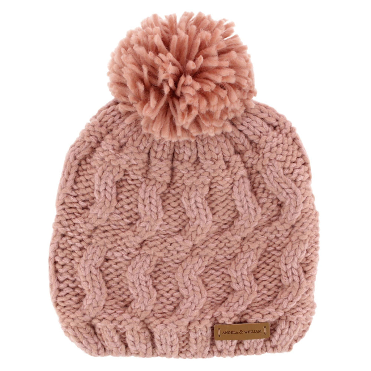 Angela & William Women's Wool Blend Sherpa Lined Winter Beanie with Pom - Pink