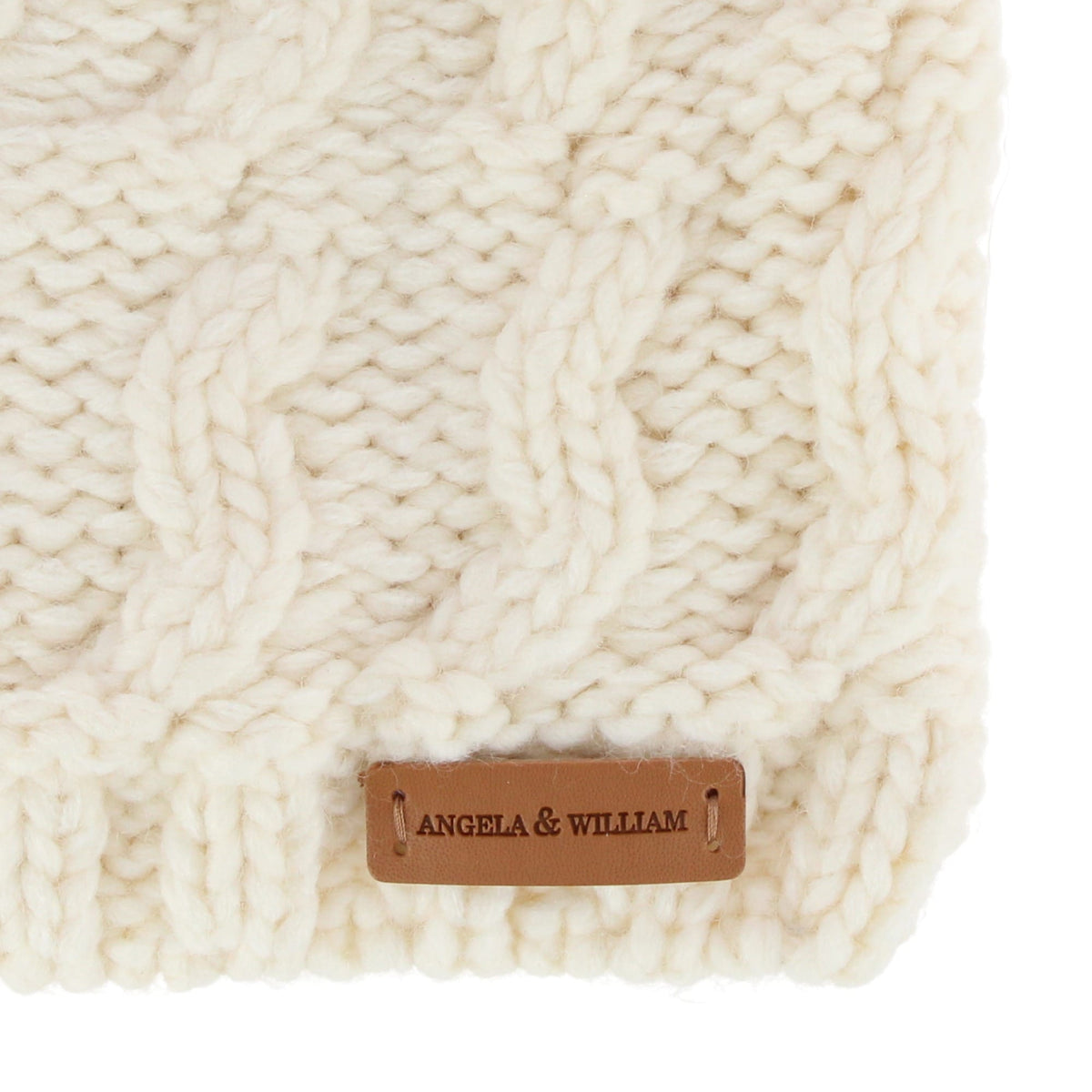 Angela & William Women's Wool Blend Sherpa Lined Winter Beanie with Pom - White