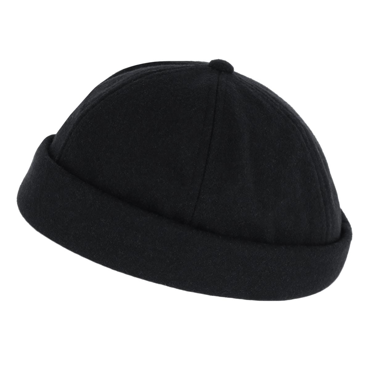 Epoch Hats Company Men's Rolled Cuff  Fisherman Wool Winter Cap - Black