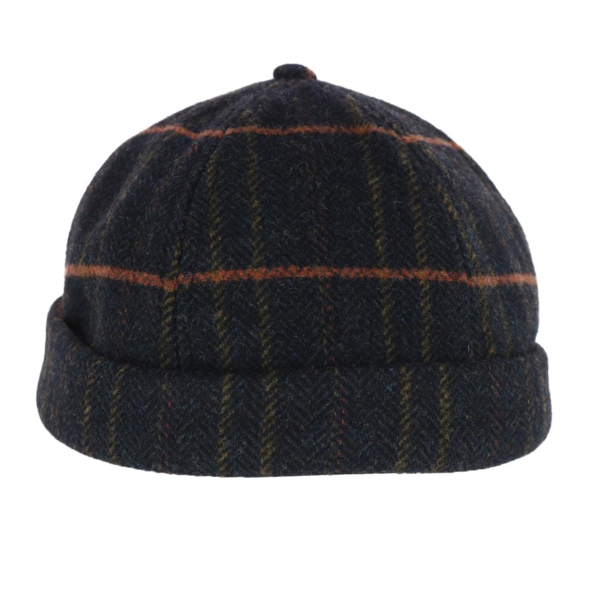 Epoch Hats Company Men's Plaid Retro Rolled Cuff Fisherman Wool Cap - Black