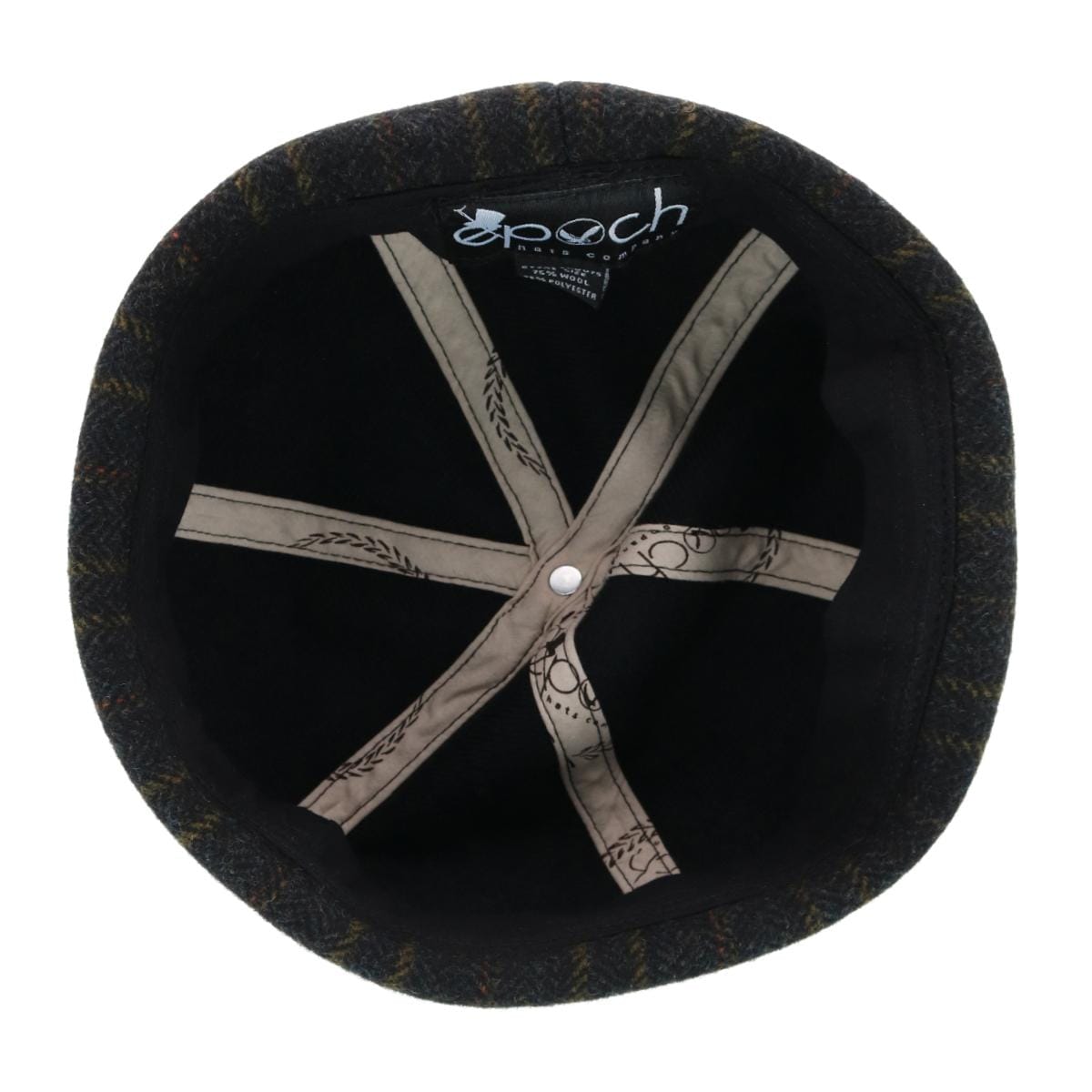 Epoch Hats Company Men's Plaid Retro Rolled Cuff Fisherman Wool Cap - Black