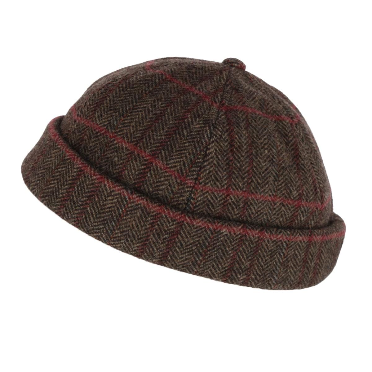 Epoch Hats Company Men's Plaid Retro Rolled Cuff Fisherman Wool Cap - Brown