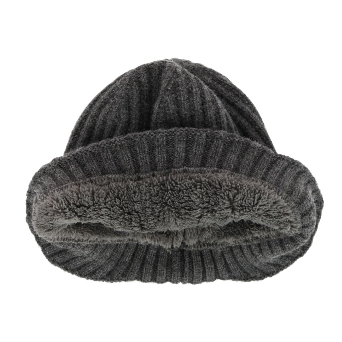 Angela & William Men's Sherpa Lined Cable Knit Winter Beanie with Ear Flap - Charcoal Gray