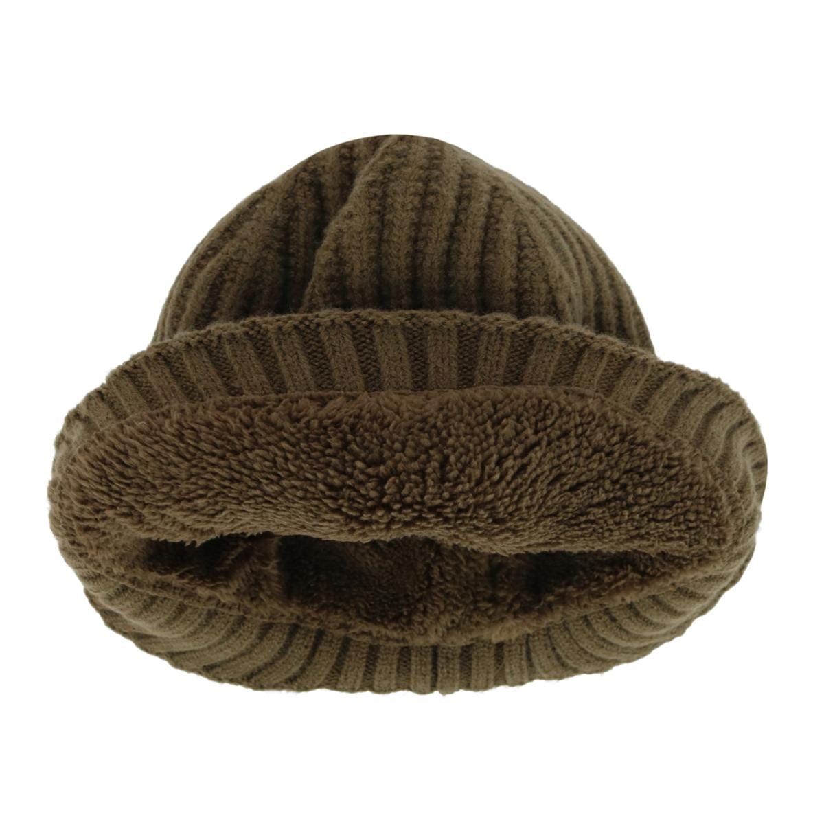 Angela & William Men's Sherpa Lined Cable Knit Winter Beanie with Ear Flap - Olive