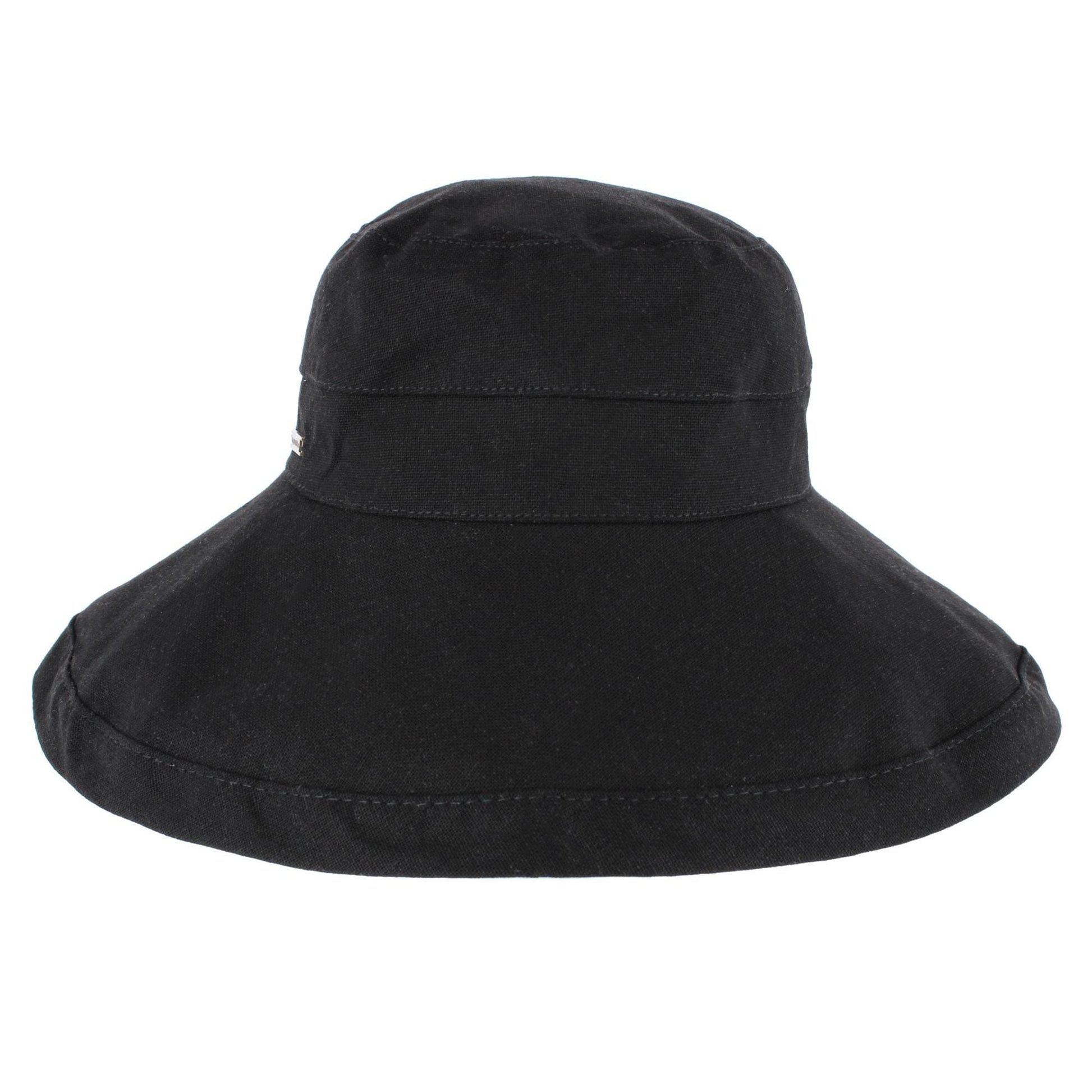 Angela & William Women's Canvas Summer Cloche Bucket Hat - Black