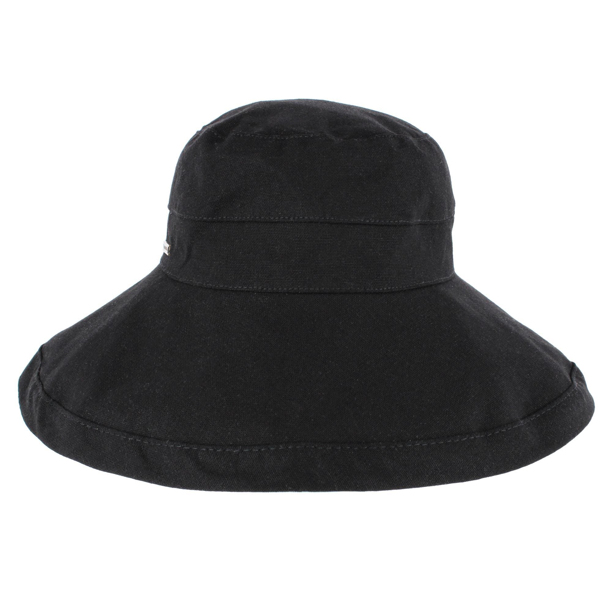 Angela & William Women's Canvas Summer Cloche Bucket Hat - Black