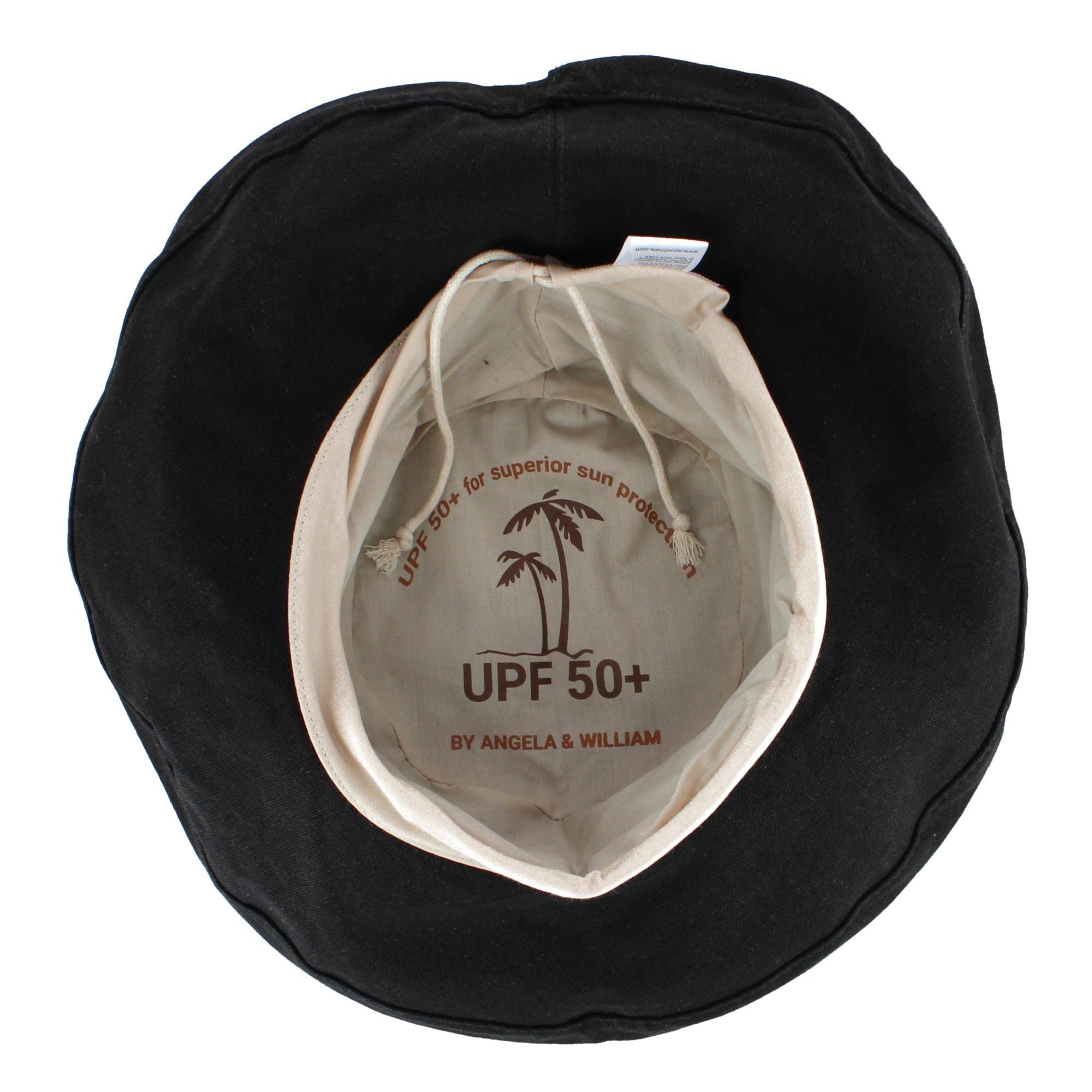 Angela & William Women's Canvas Summer Cloche Bucket Hat - Black