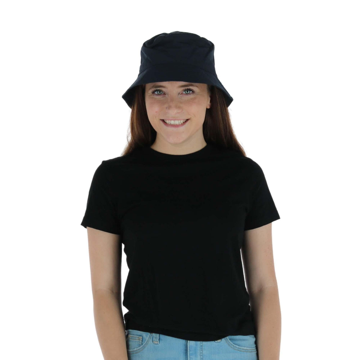 Angela & William Waterproof Packable Rain Hat with Zippered Closure - Navy
