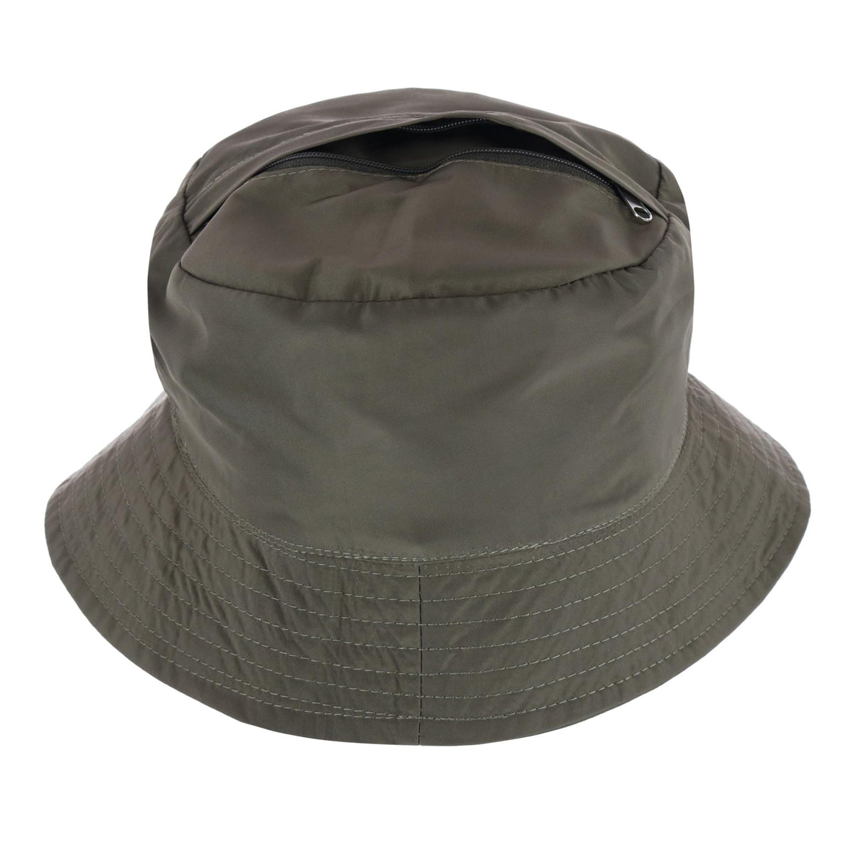 Angela & William Waterproof Packable Rain Hat with Zippered Closure - Olive