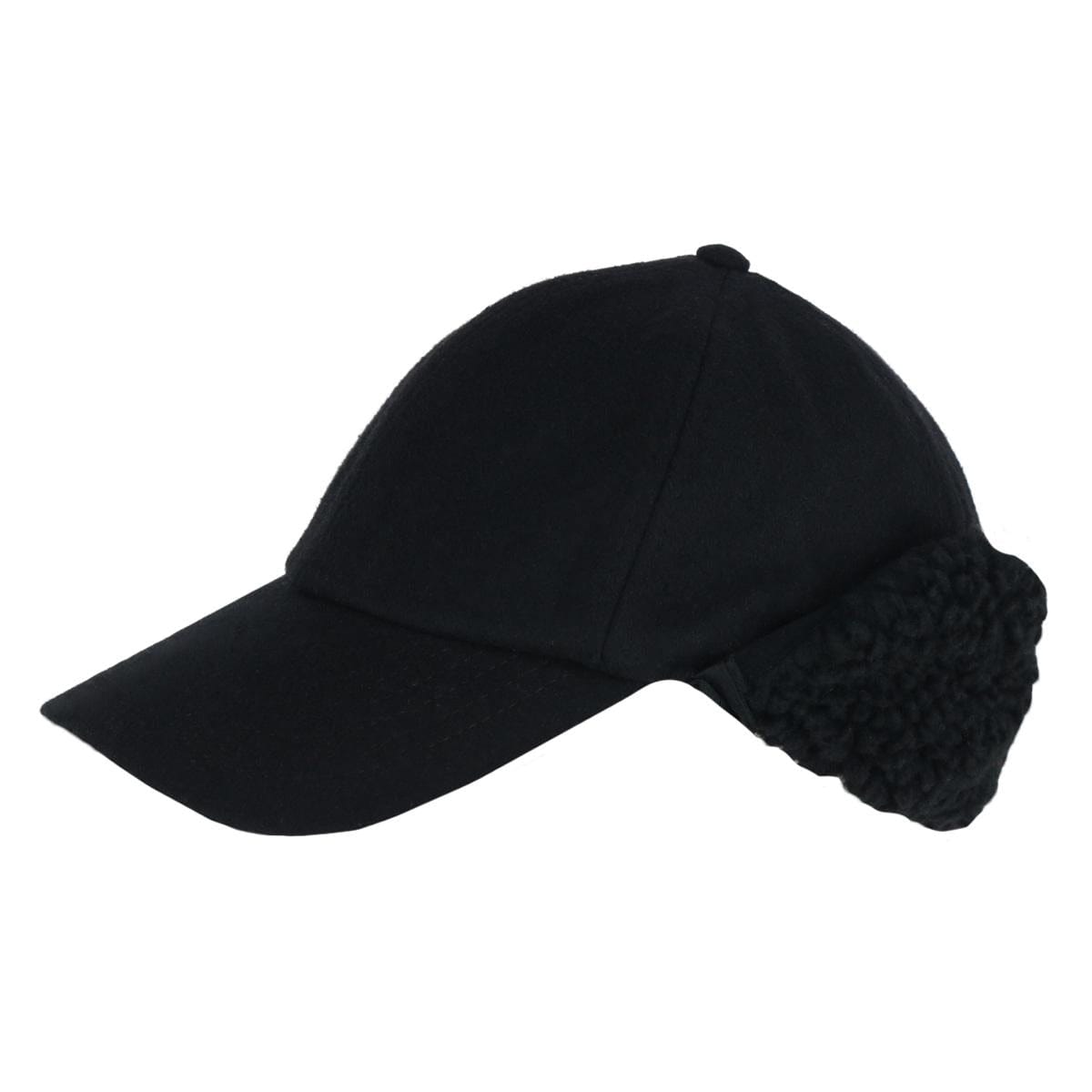 Epoch Hats Company Men's Sherpa Lined Wool Blend Earflap Baseball Cap - Black