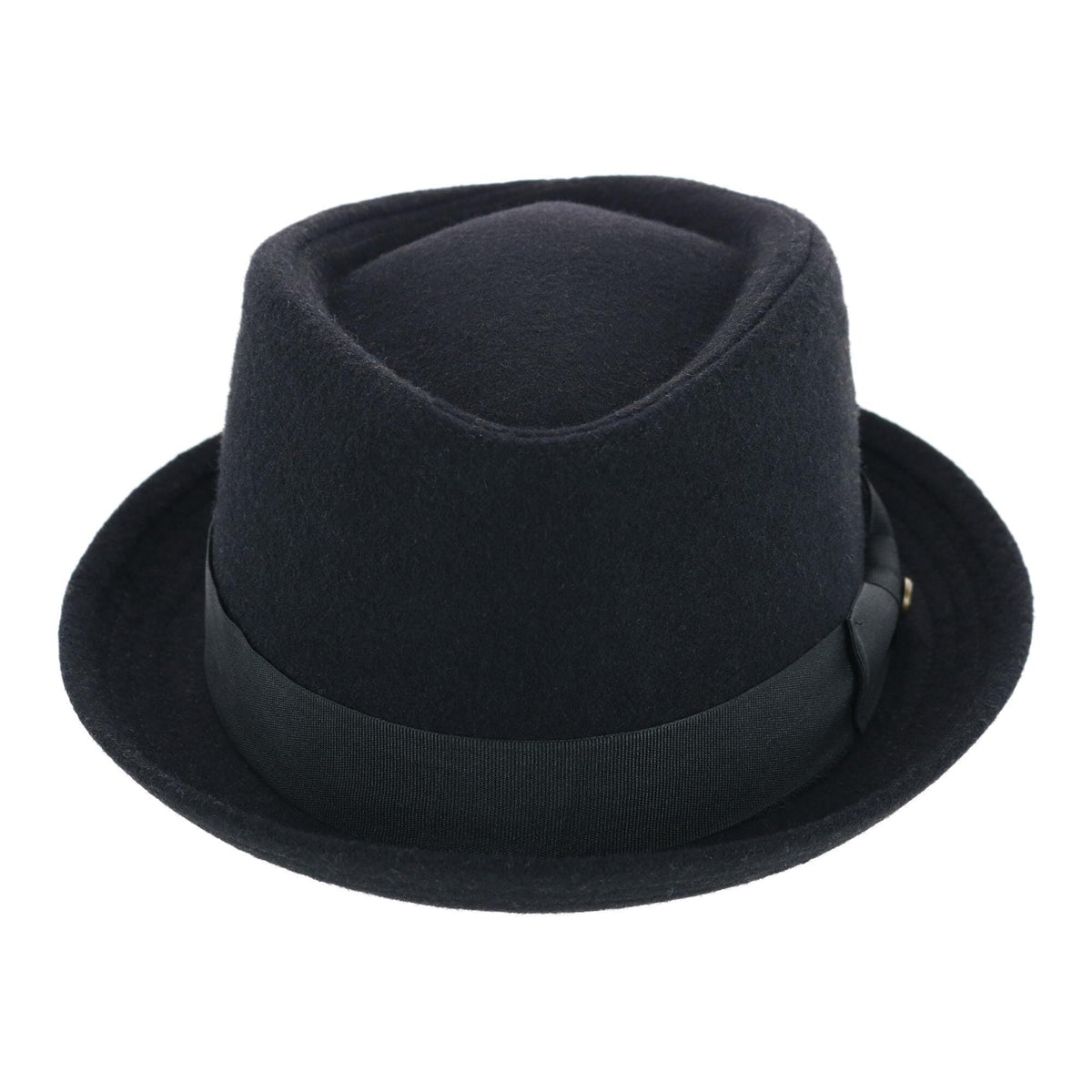 Epoch Hats Company Men's Diamond Shape Wool Fedora with Grosgrain Hatband - Black