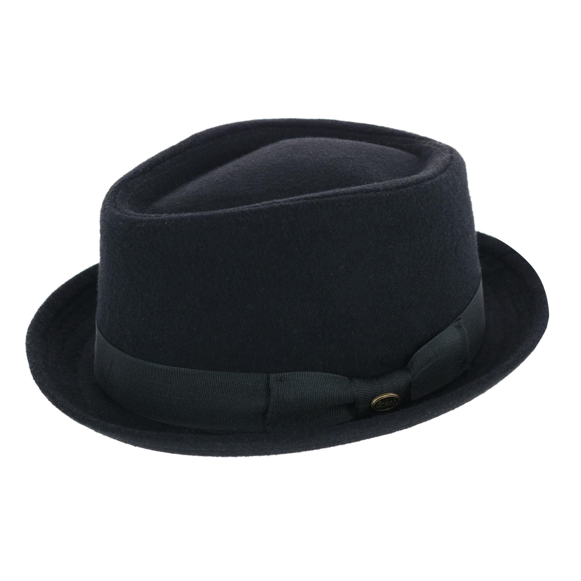 Epoch Hats Company Men's Diamond Shape Wool Fedora with Grosgrain Hatband - Black