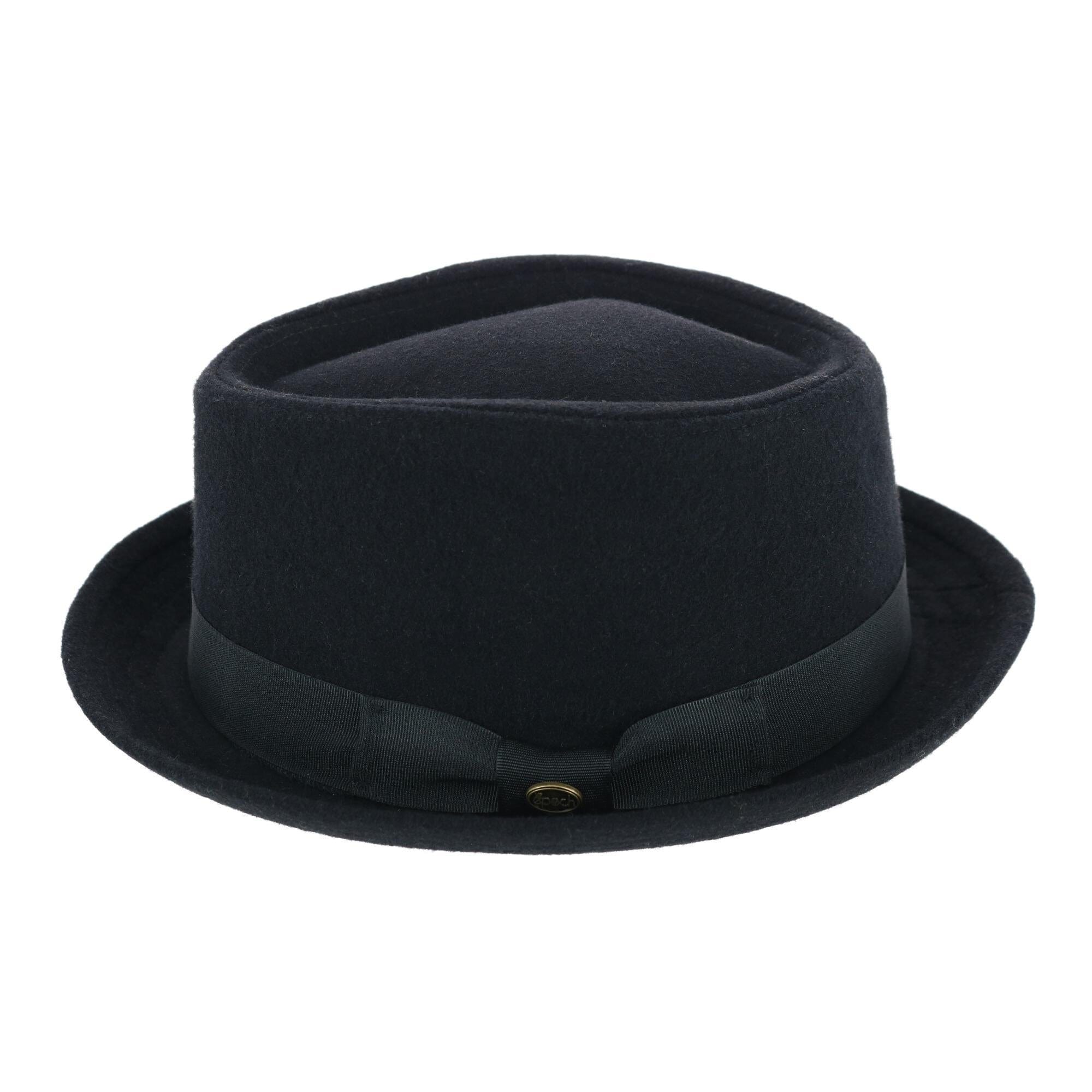 Epoch Hats Company Men's Diamond Shape Wool Fedora with Grosgrain Hatband - Black