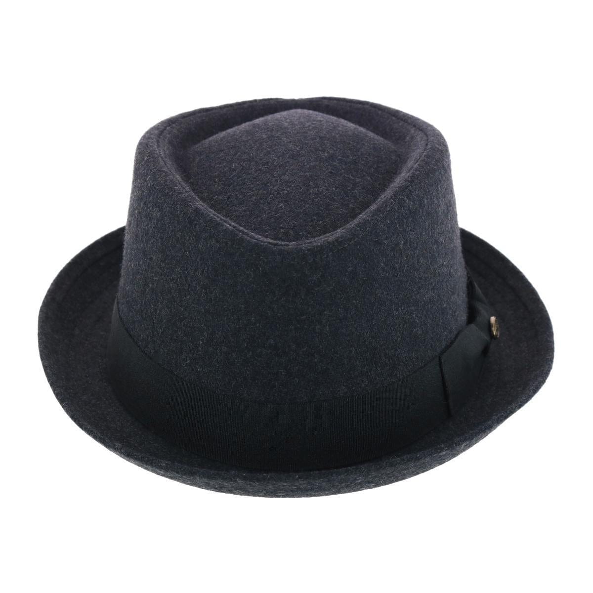 Epoch Hats Company Men's Diamond Shape Wool Fedora with Grosgrain Hatband - Charcoal