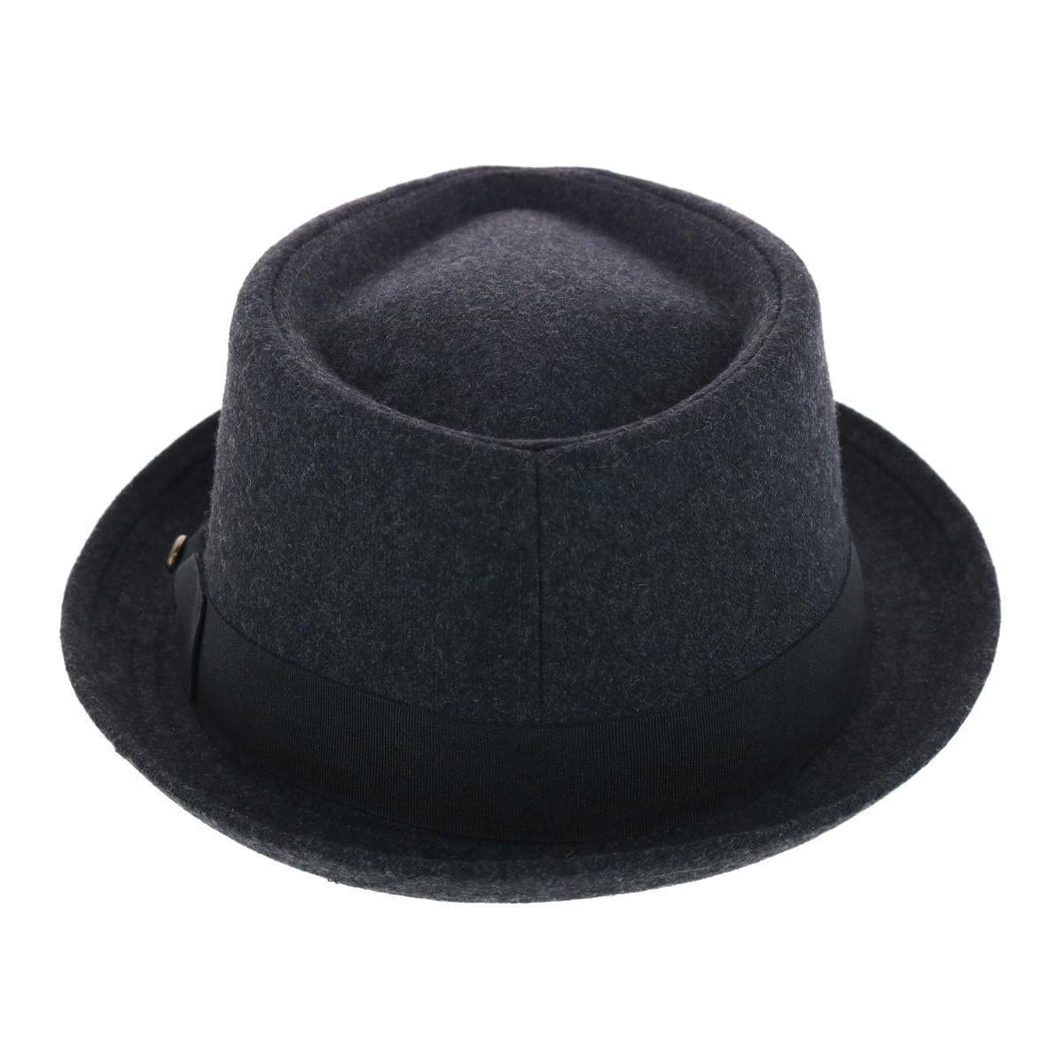 Epoch Hats Company Men's Diamond Shape Wool Fedora with Grosgrain Hatband - Charcoal
