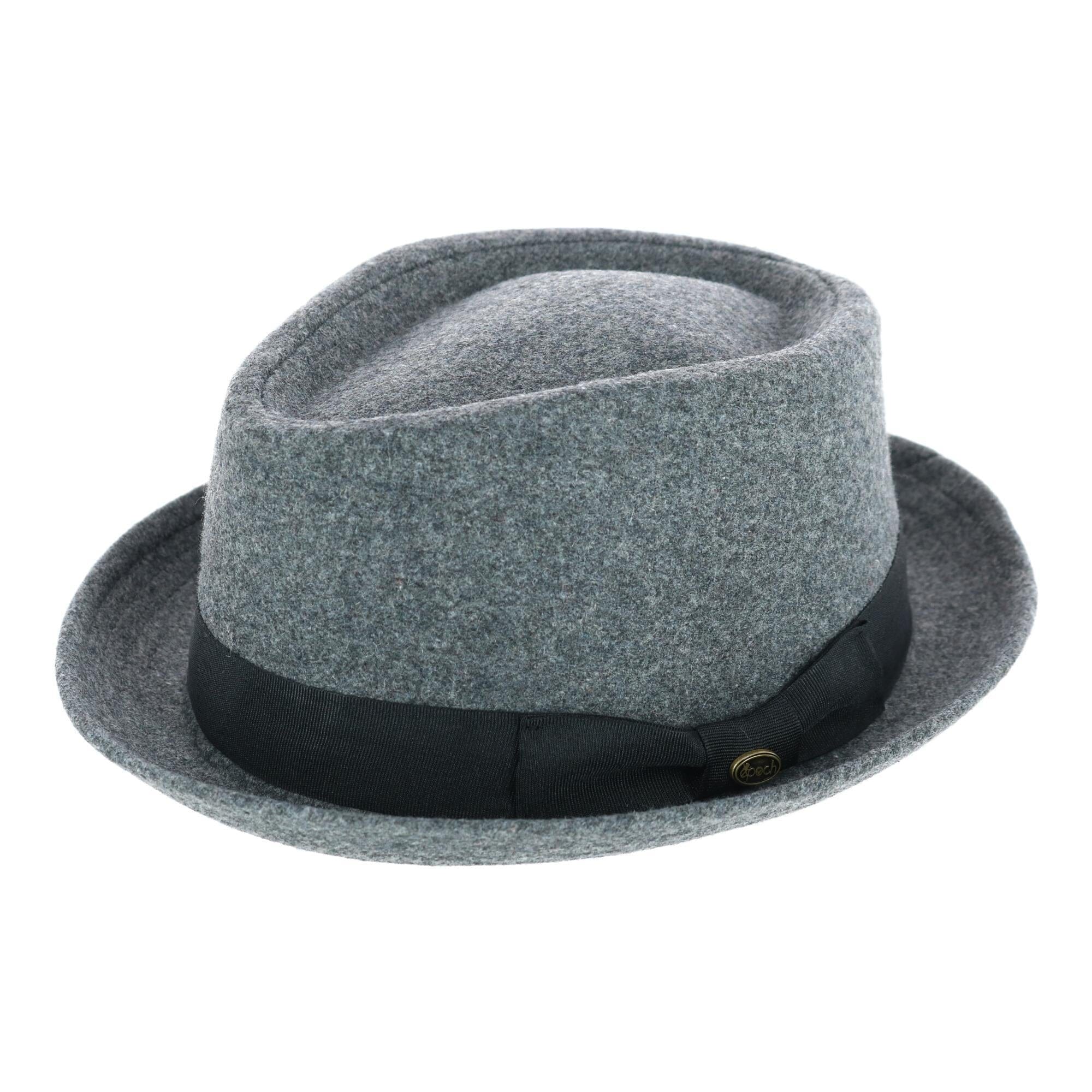 Epoch Hats Company Men's Diamond Shape Wool Fedora with Grosgrain Hatband - Ash Grey