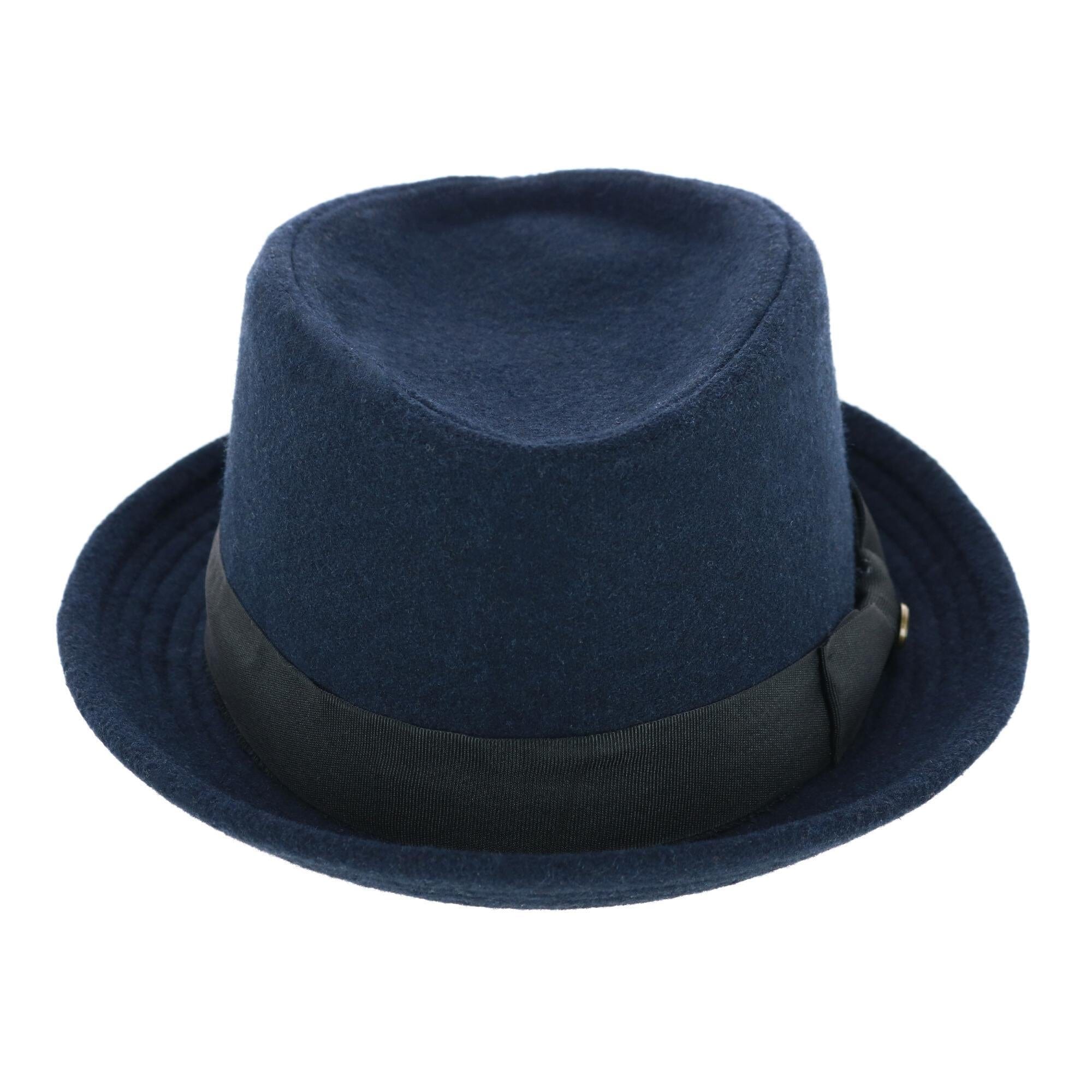 Epoch Hats Company Men's Diamond Shape Wool Fedora with Grosgrain Hatband - Navy