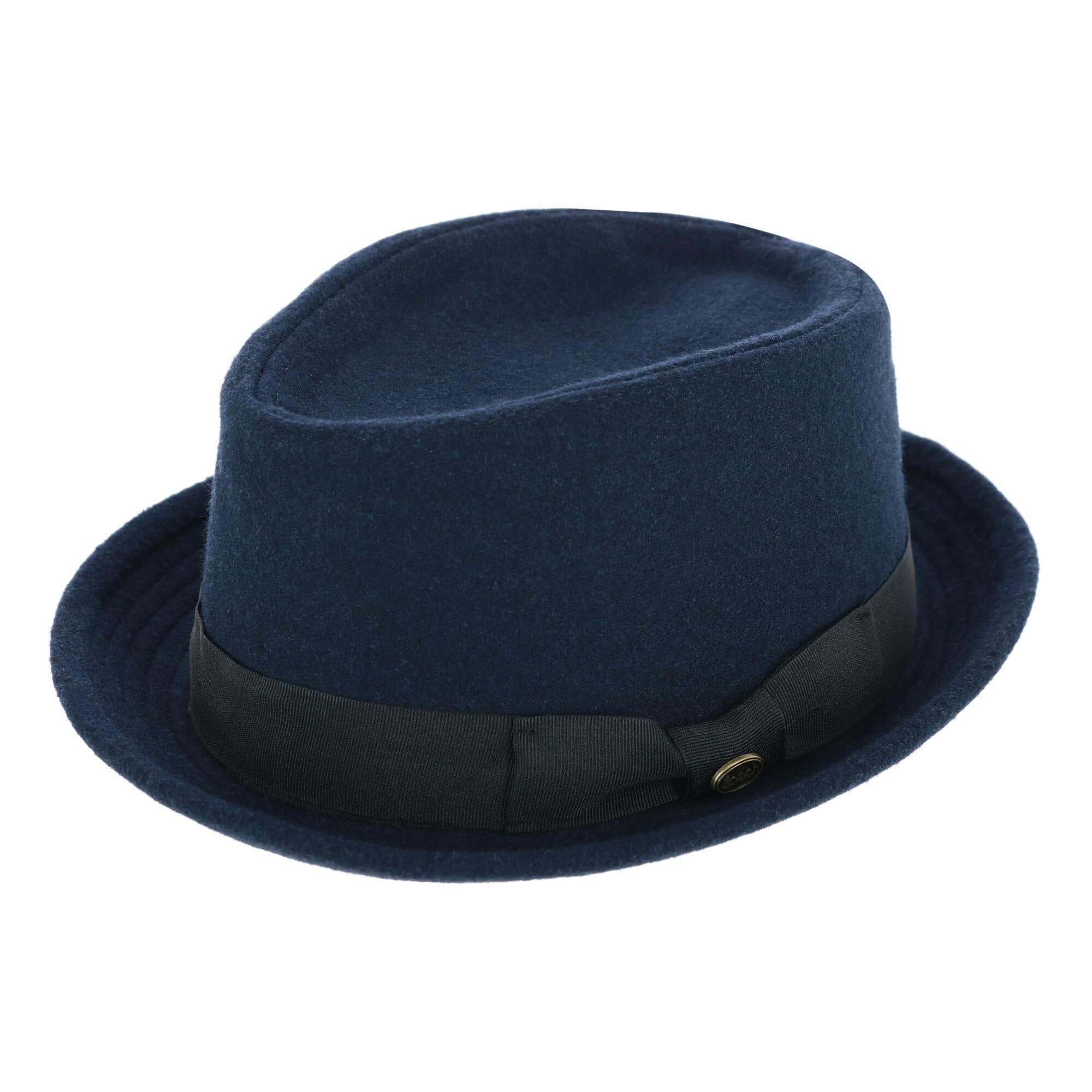 Epoch Hats Company Men's Diamond Shape Wool Fedora with Grosgrain Hatband - Navy
