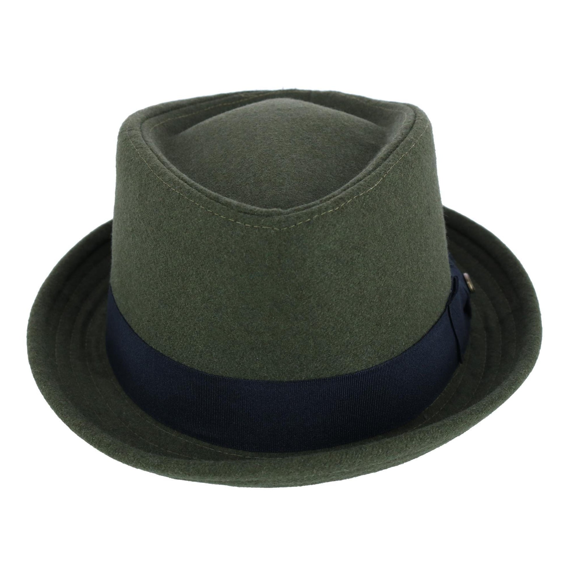 Epoch Hats Company Men's Diamond Shape Wool Fedora with Grosgrain Hatband - Olive