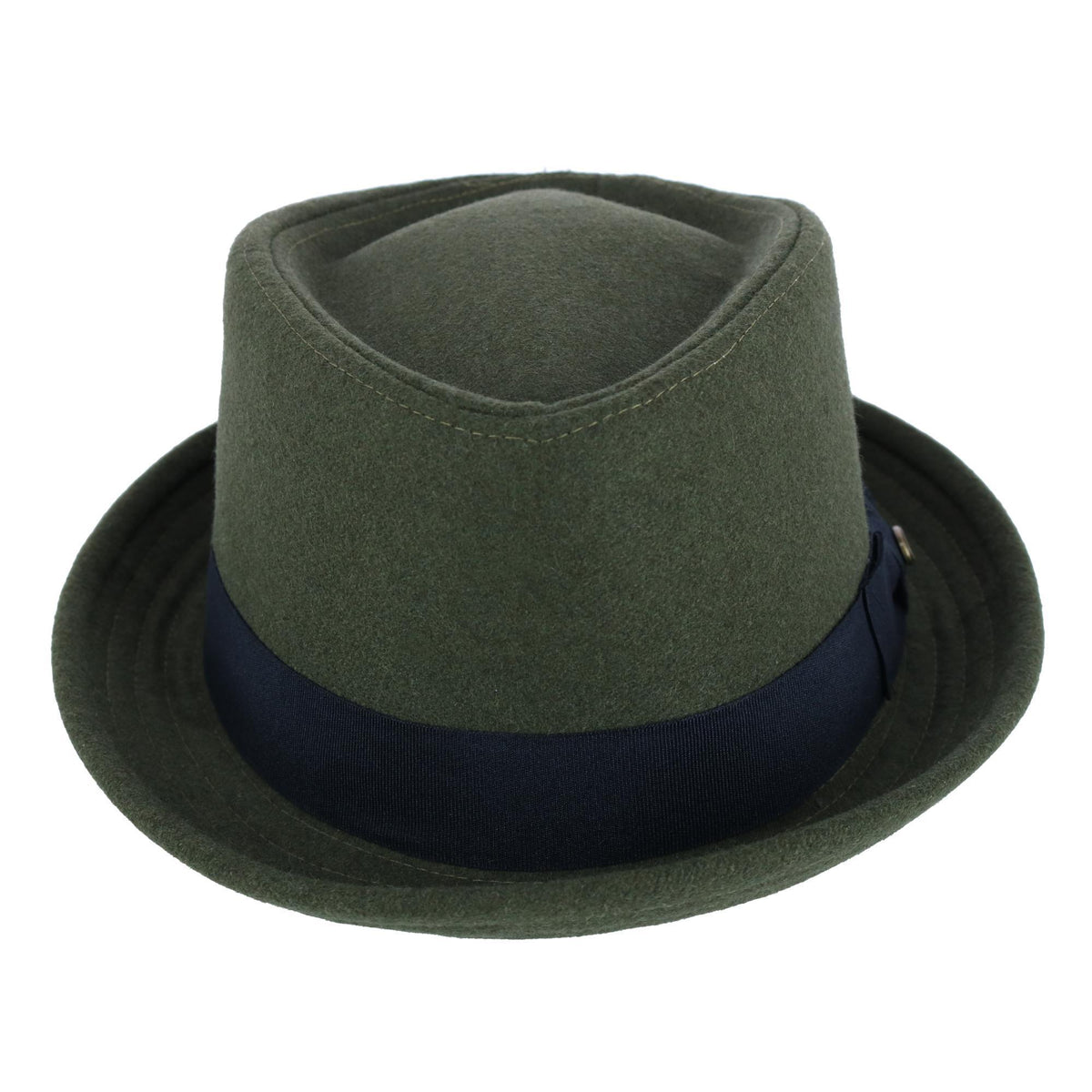 Epoch Hats Company Men's Diamond Shape Wool Fedora with Grosgrain Hatband - Olive