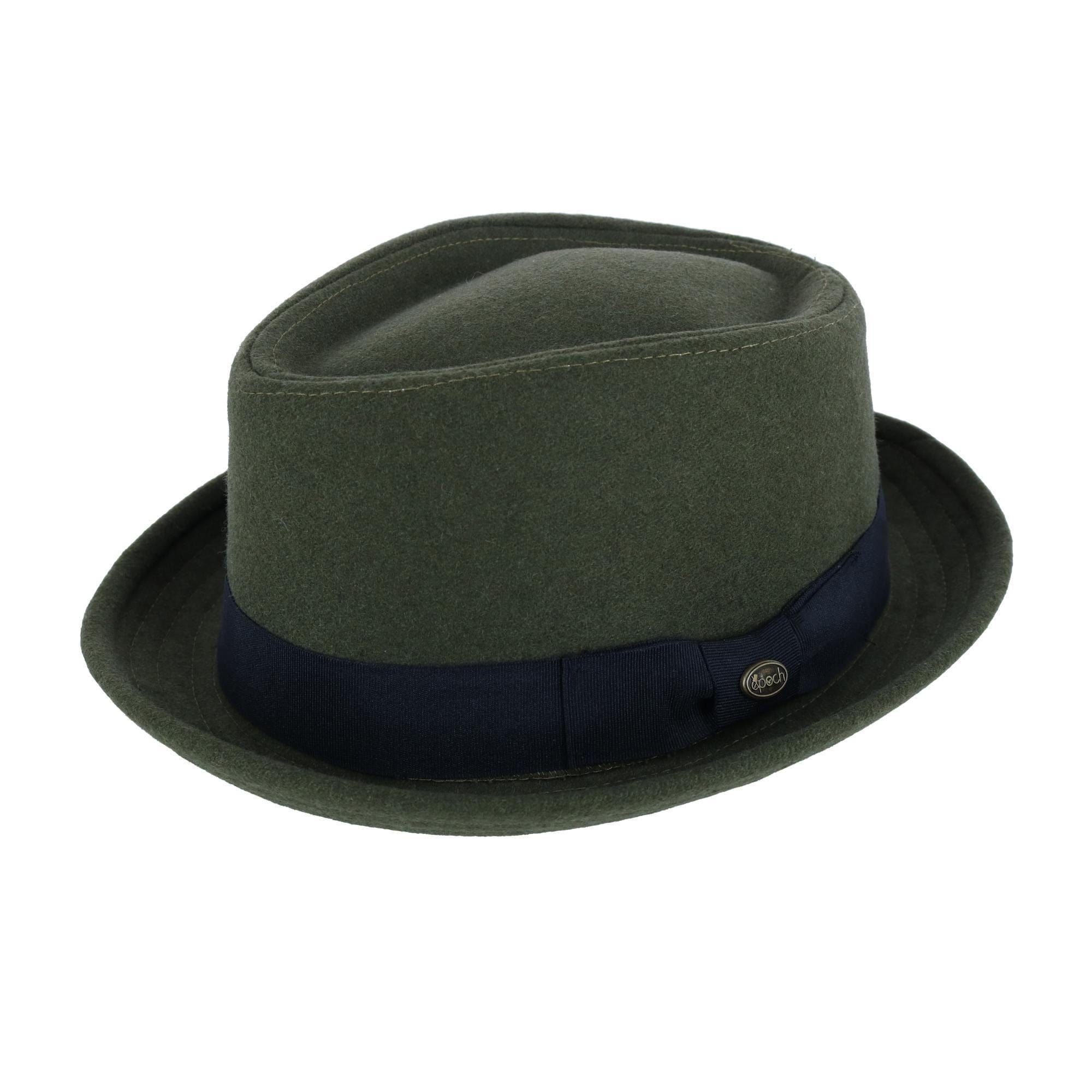 Epoch Hats Company Men's Diamond Shape Wool Fedora with Grosgrain Hatband - Olive