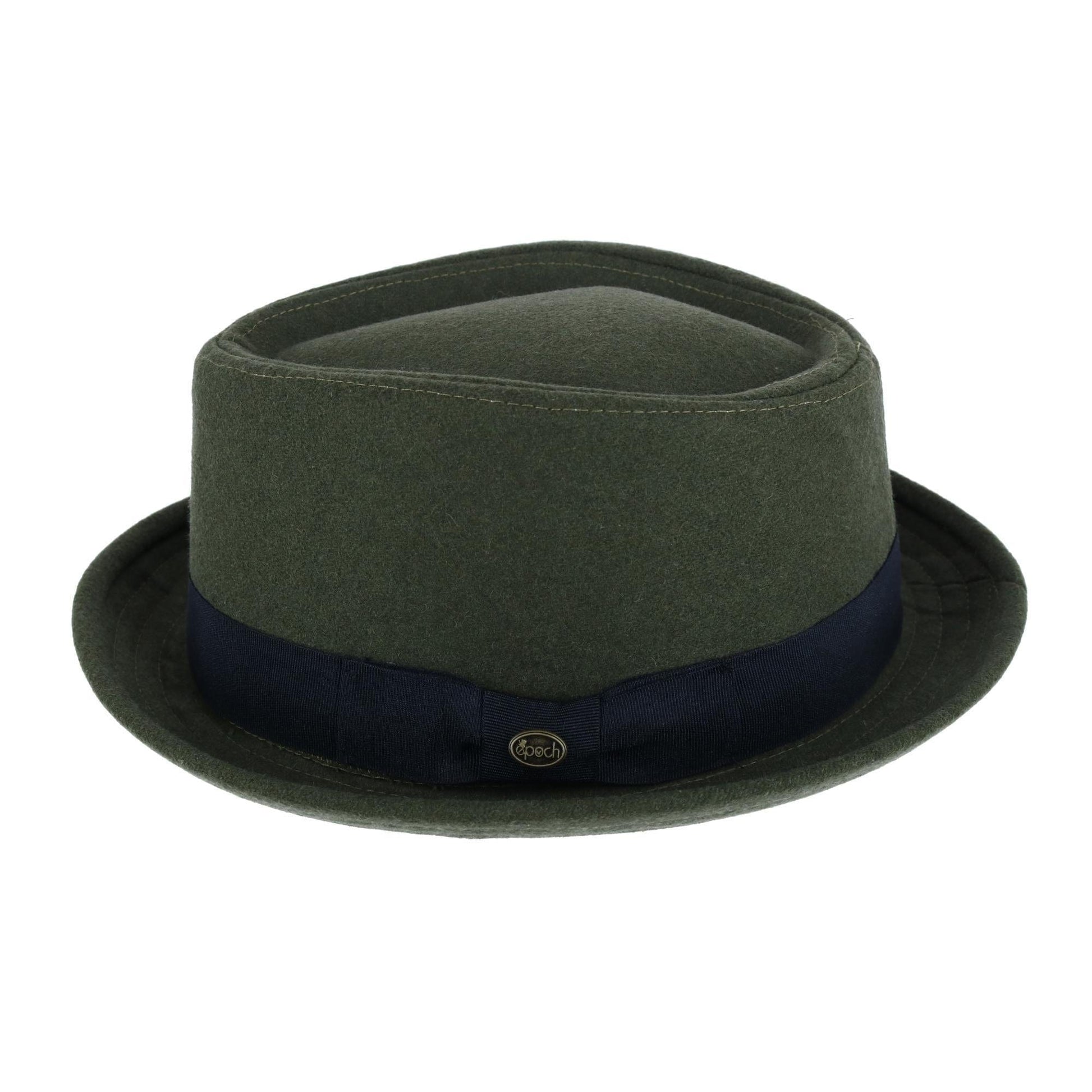Epoch Hats Company Men's Diamond Shape Wool Fedora with Grosgrain Hatband - Olive