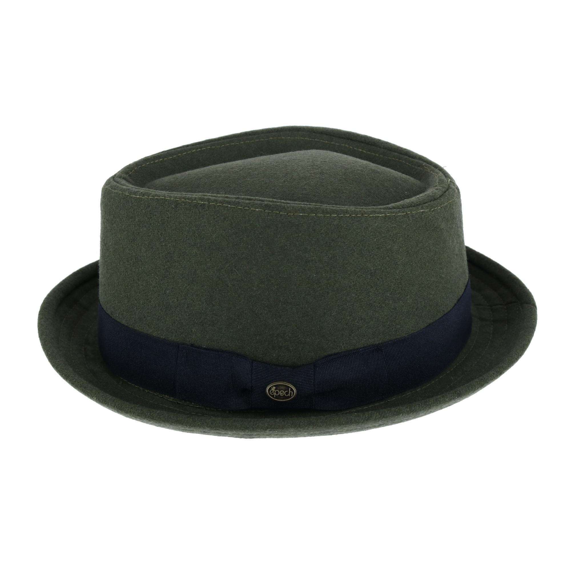 Epoch Hats Company Men's Diamond Shape Wool Fedora with Grosgrain Hatband - Olive