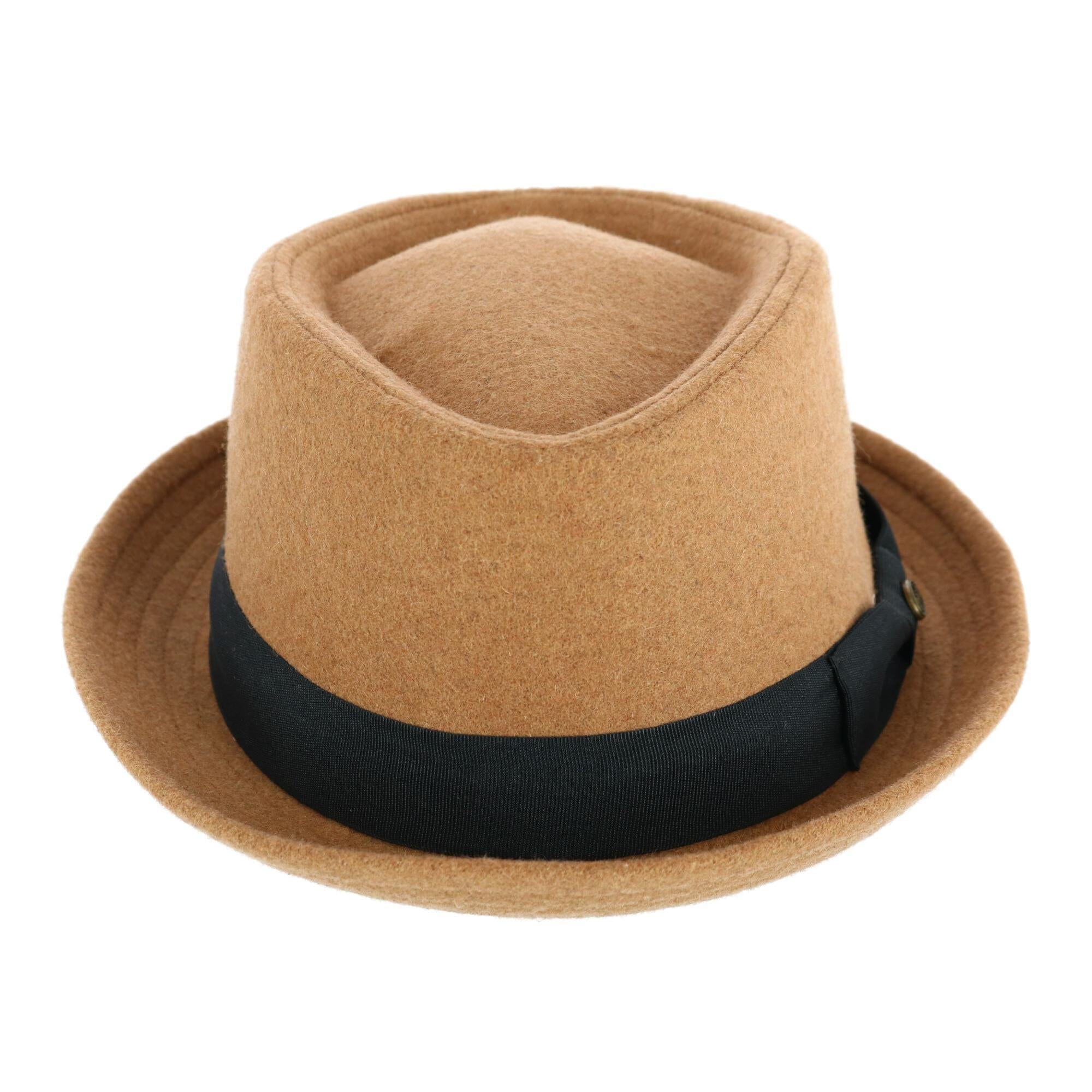Epoch Hats Company Men's Diamond Shape Wool Fedora with Grosgrain Hatband - Tan