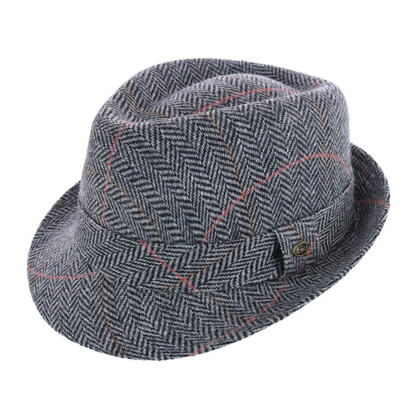 Men's Classic Plaid Wool Fedora Hat