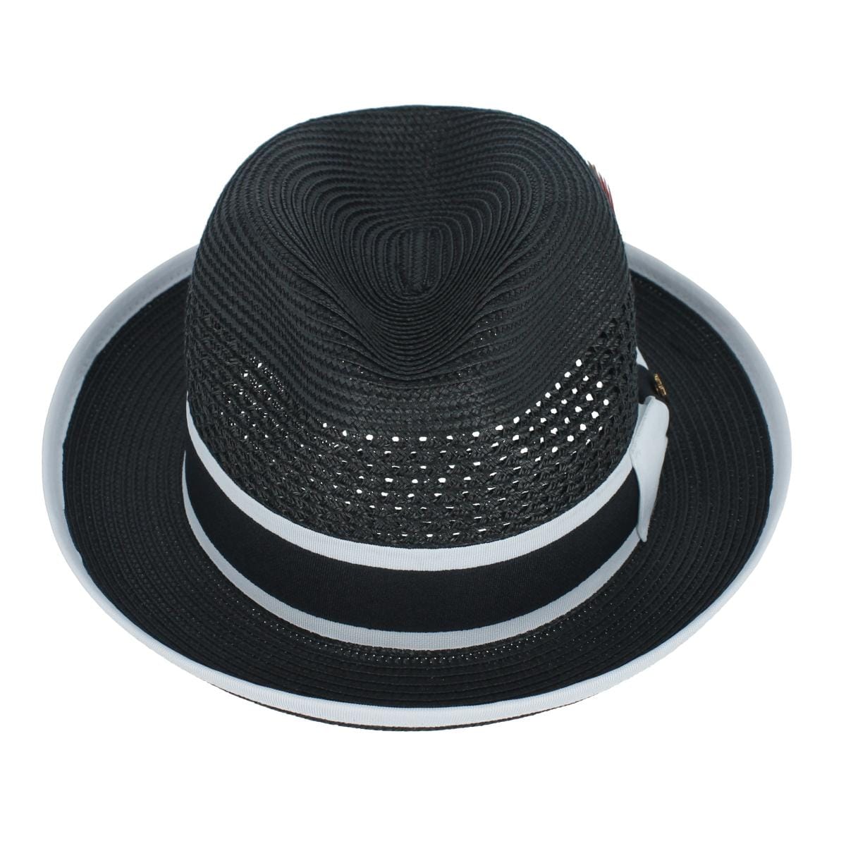 Richman Brothers Men's Polybraid Fedora Hat with Grossgrain Ribbon - Black