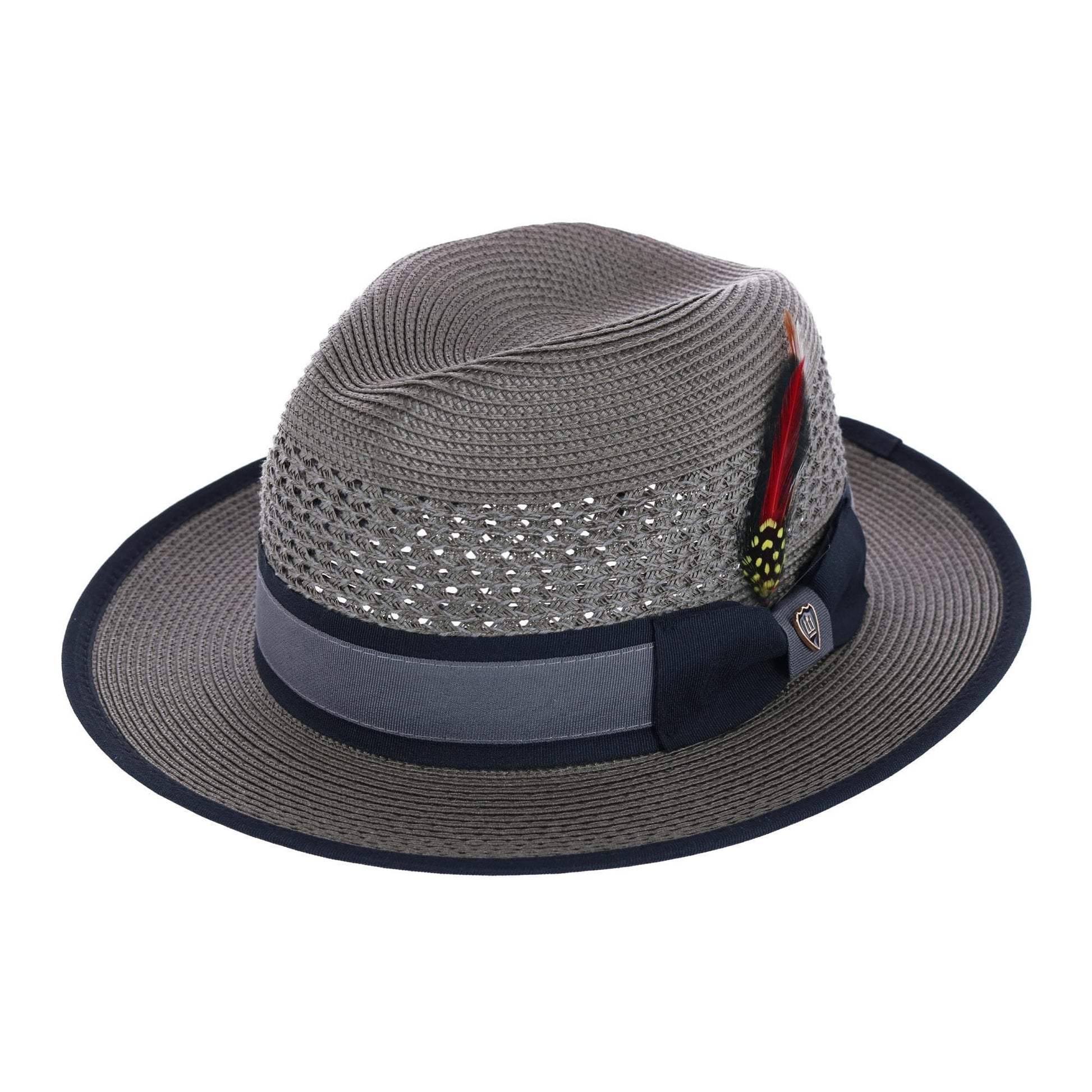 Richman Brothers Men's Polybraid Fedora Hat with Grossgrain Ribbon - Grey