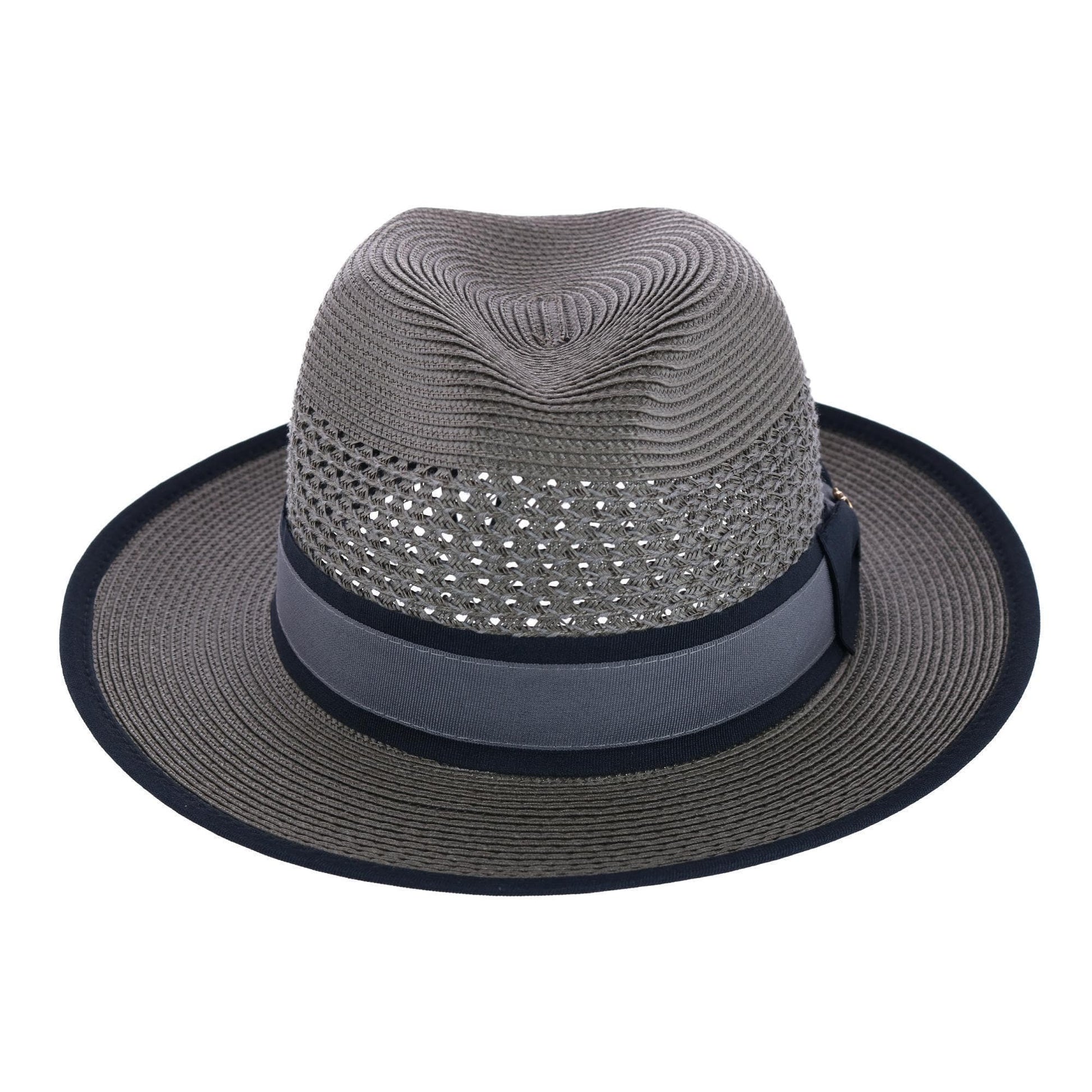 Richman Brothers Men's Polybraid Fedora Hat with Grossgrain Ribbon - Grey